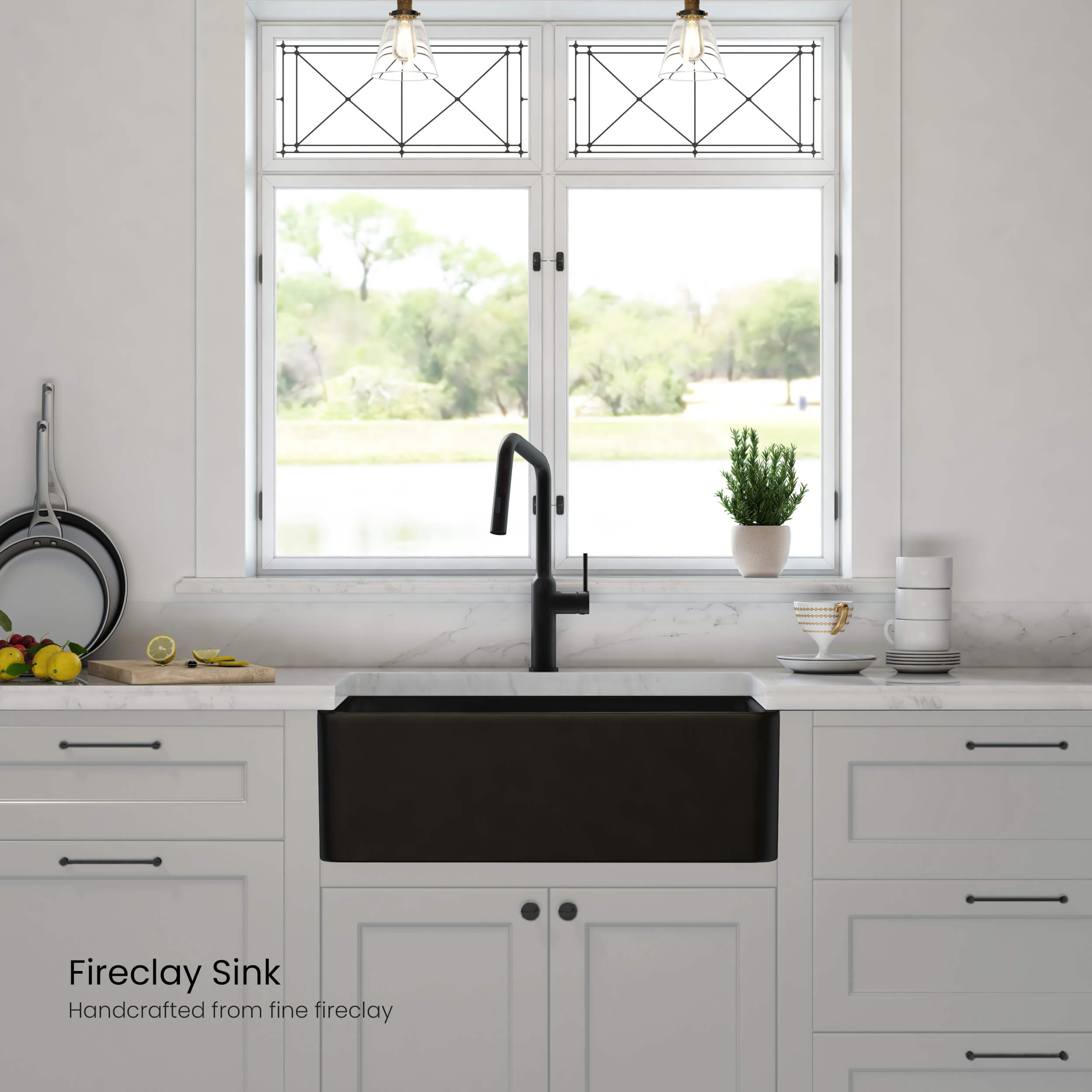 Pure 30″ Fireclay Kitchen Farmhouse Apron Front Single Bowl Sink - K2-SF30MB view 4