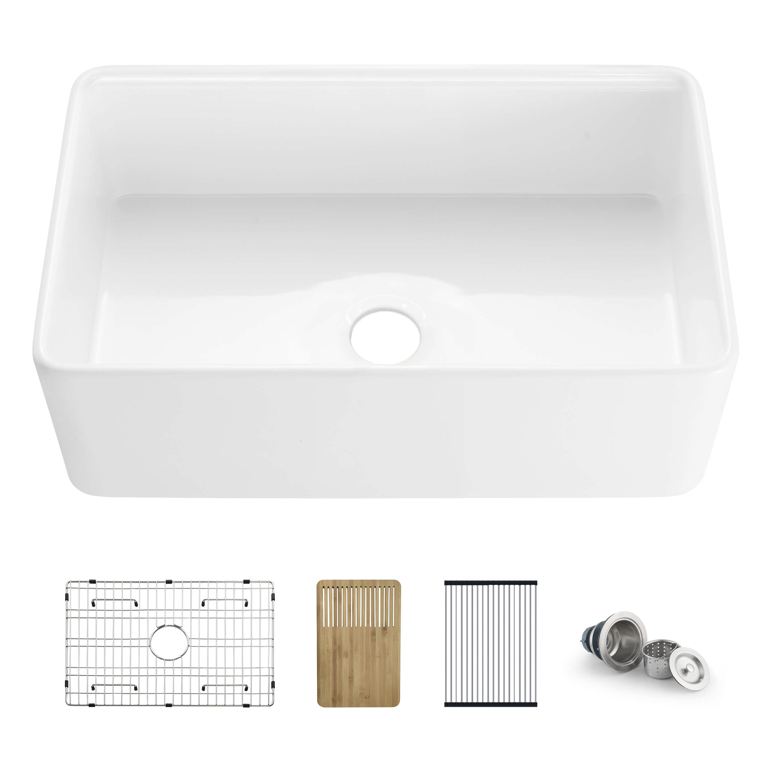 Pure 30″ Fireclay Kitchen Farmhouse Workstation Sink Pure Series- K2-SF30T view 1