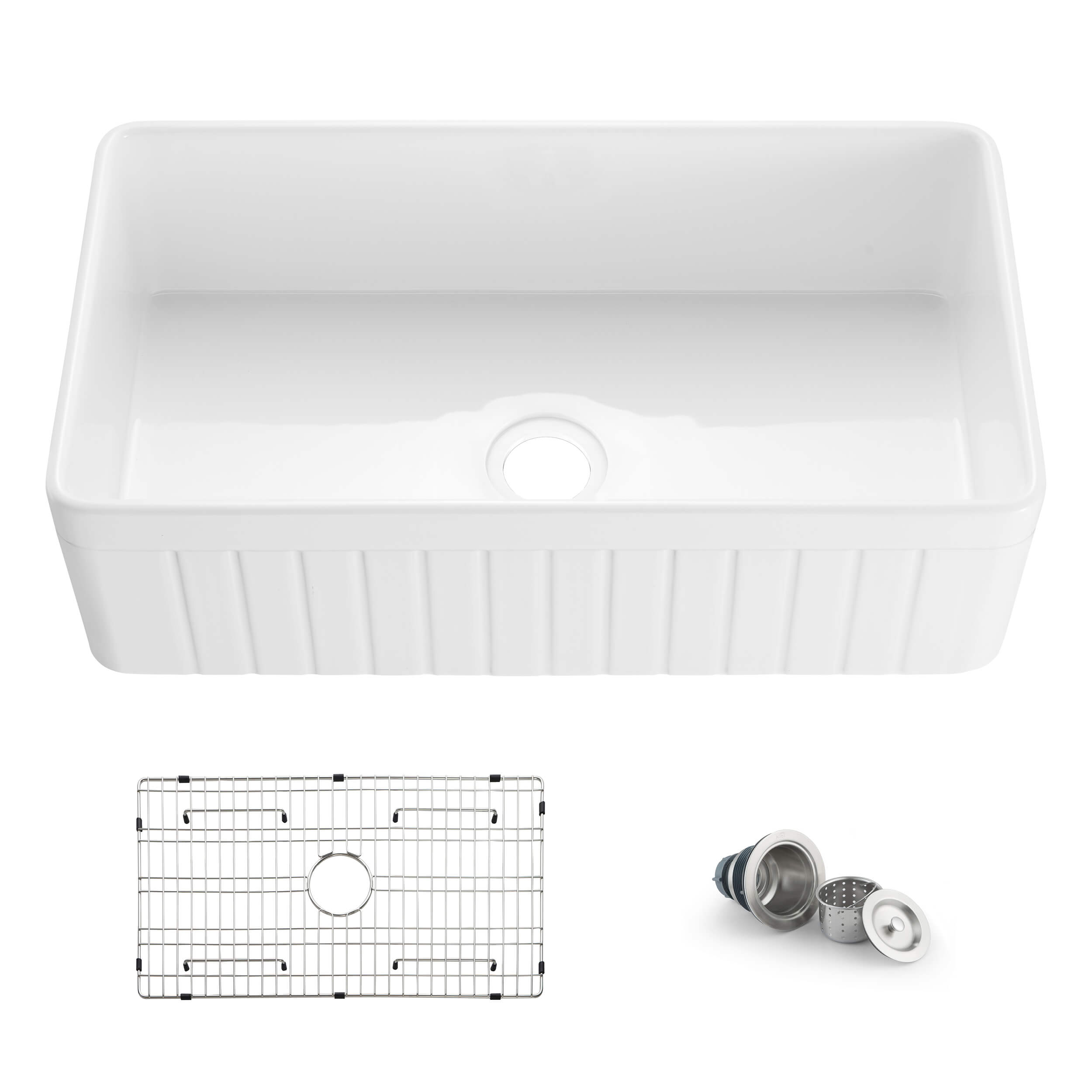 Pillar 33'' Farmhouse Kitchen Fireclay Sink - K2-SF33PI view 1