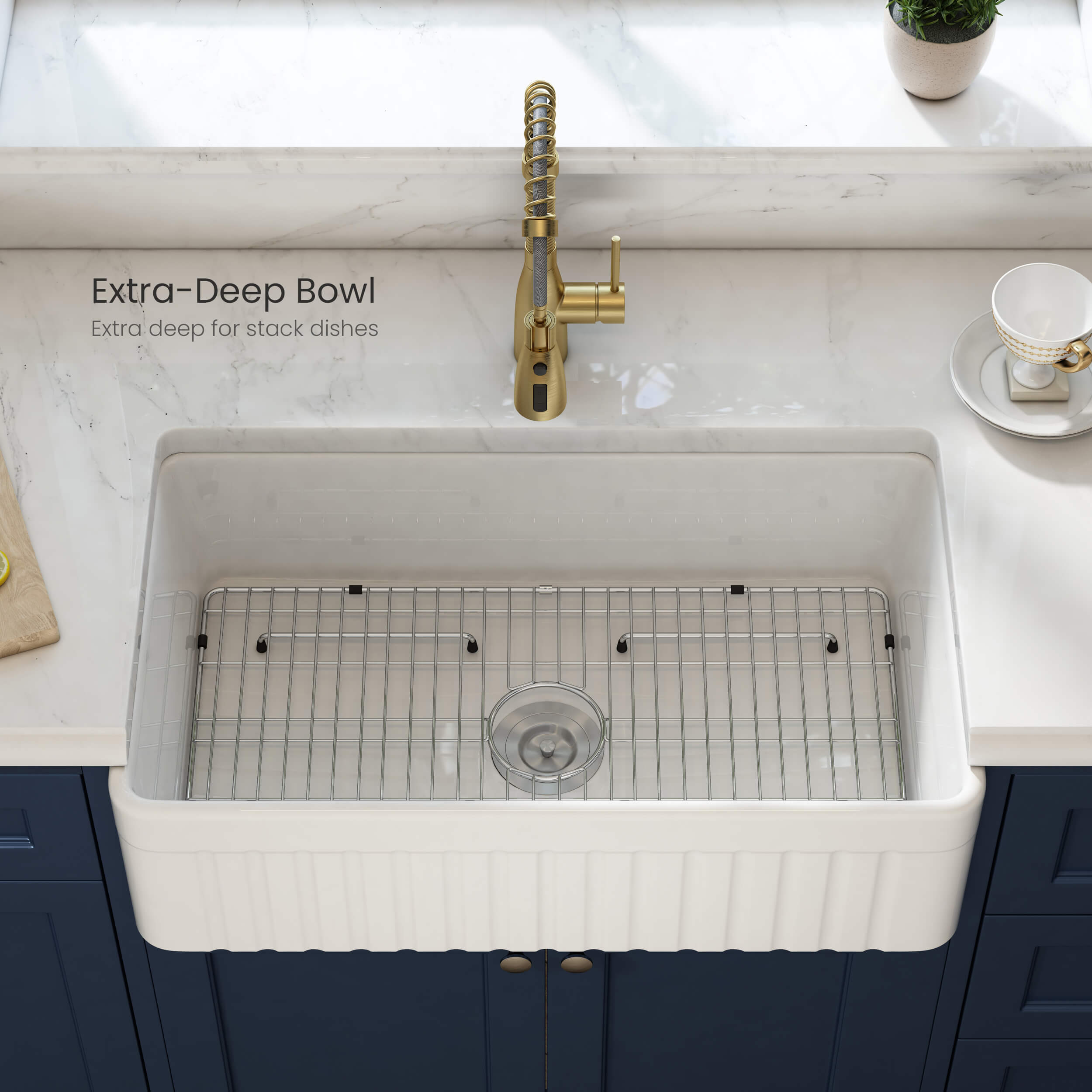 Pillar 33'' Farmhouse Kitchen Fireclay Sink - K2-SF33PI view 4