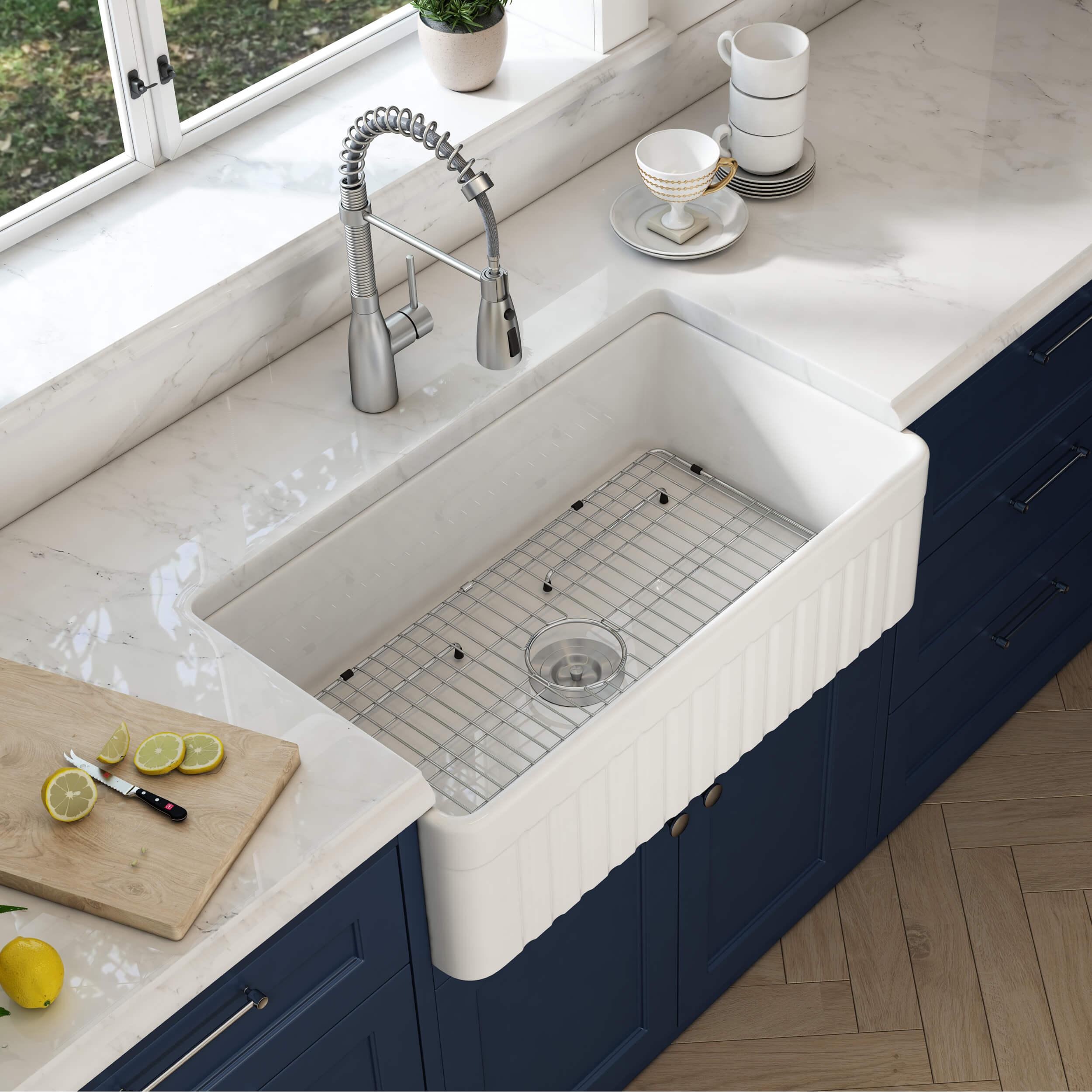 Pillar 33'' Farmhouse Kitchen Fireclay Sink - K2-SF33PI view 2