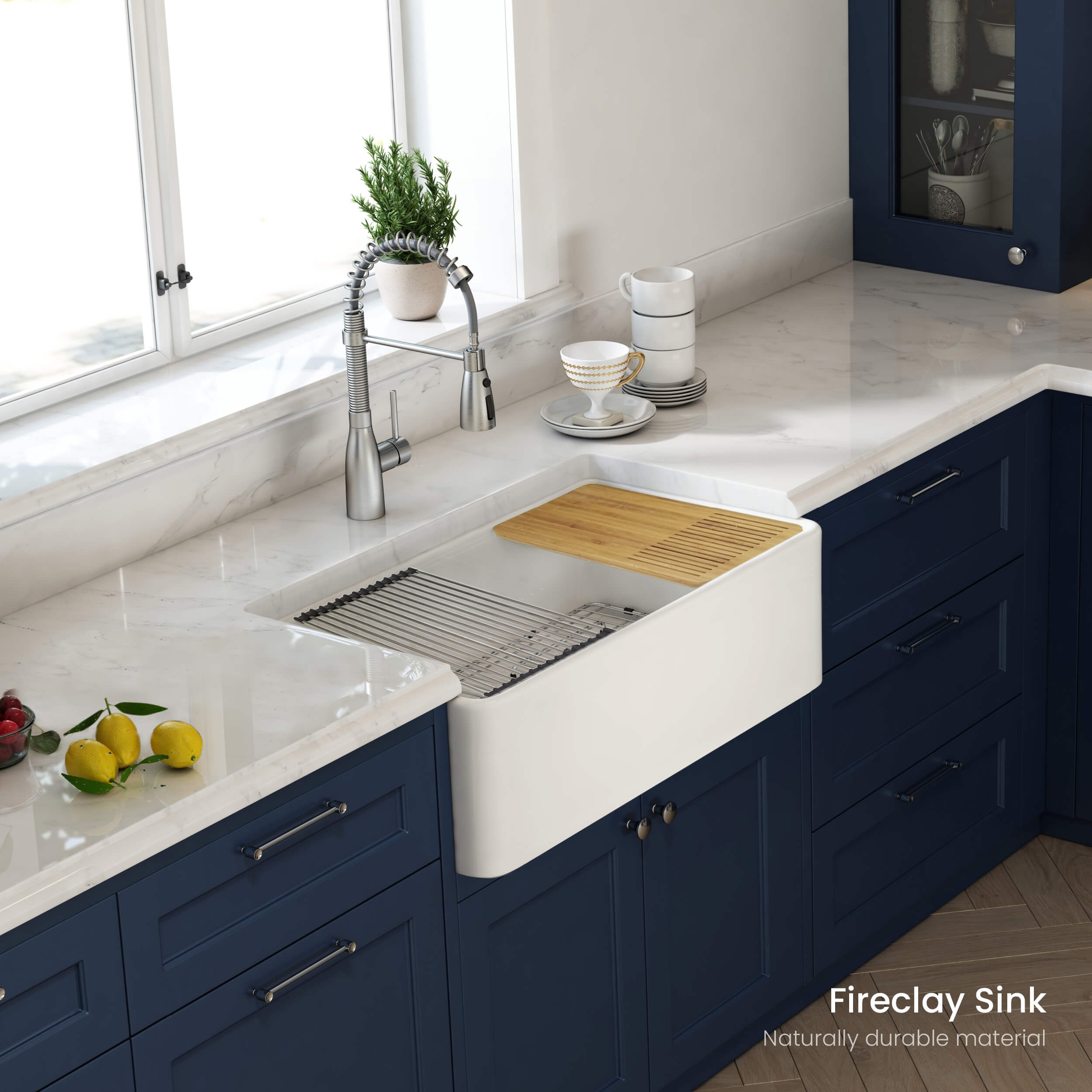 Pure 33'' Kitchen Farmhouse Fireclay Workstation Sink - K2-SF33T view 2