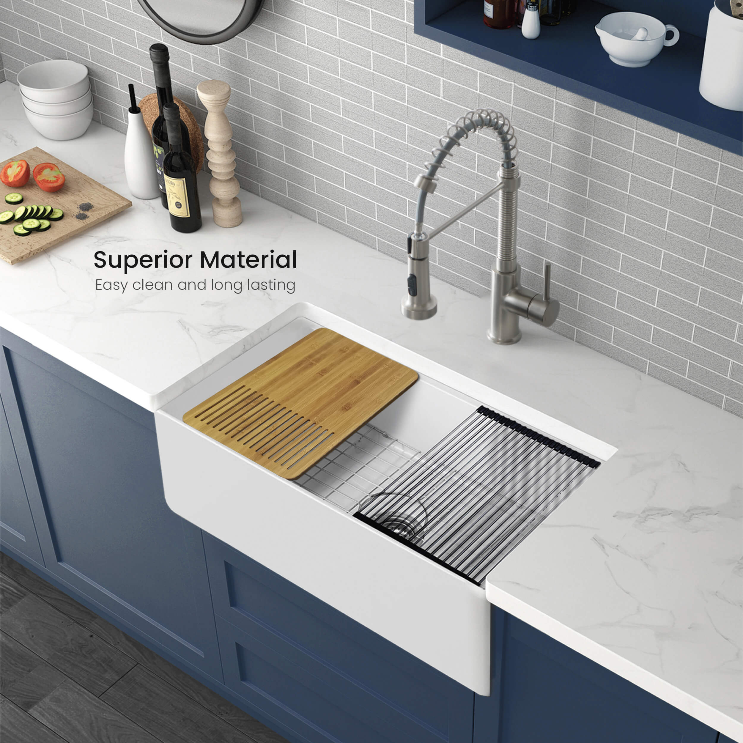Pure 33'' Kitchen Farmhouse Fireclay Workstation Sink - K2-SF33T view 4