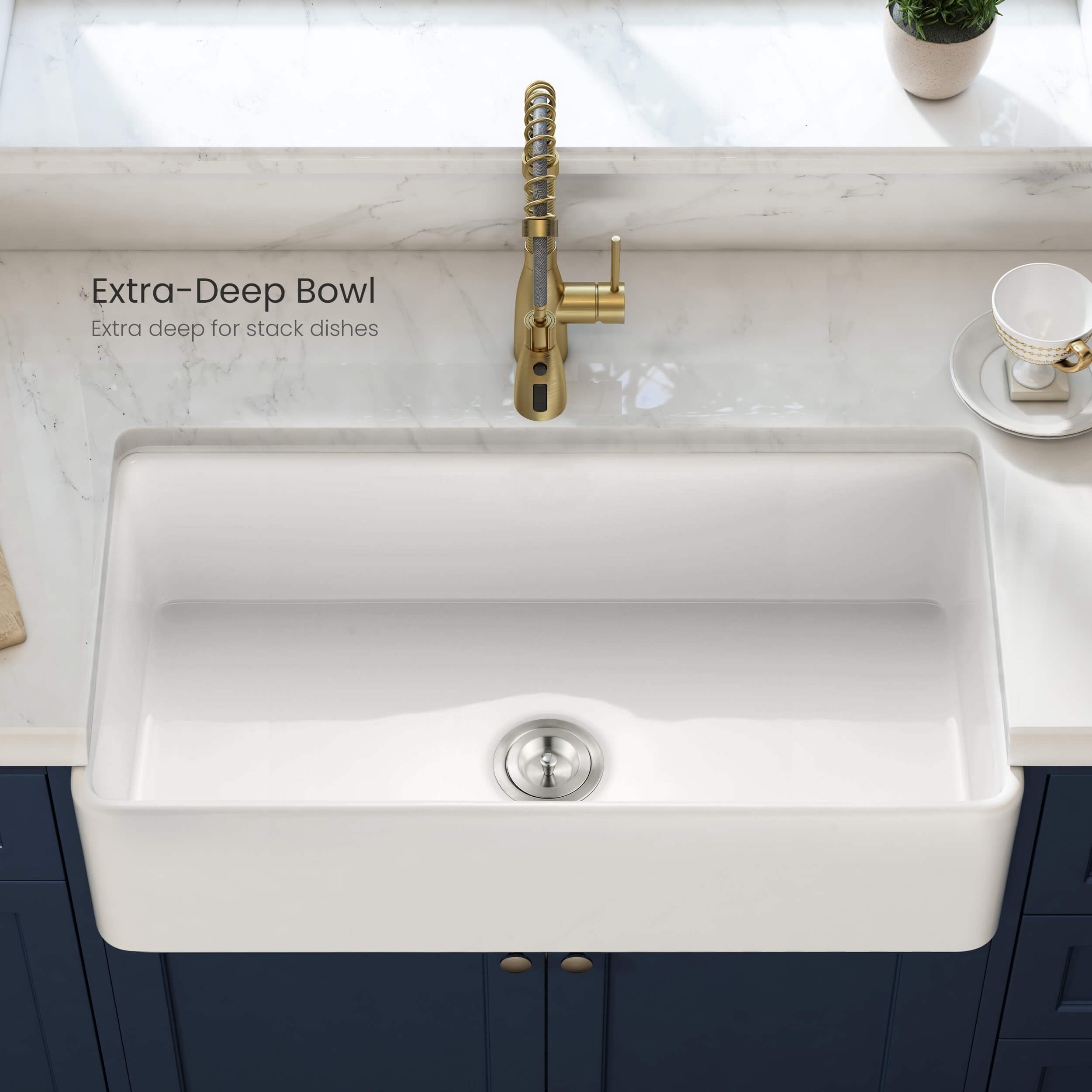 Pure 36'' Farmhouse Kitchen Fireclay Sink - K2-SF36 view 5
