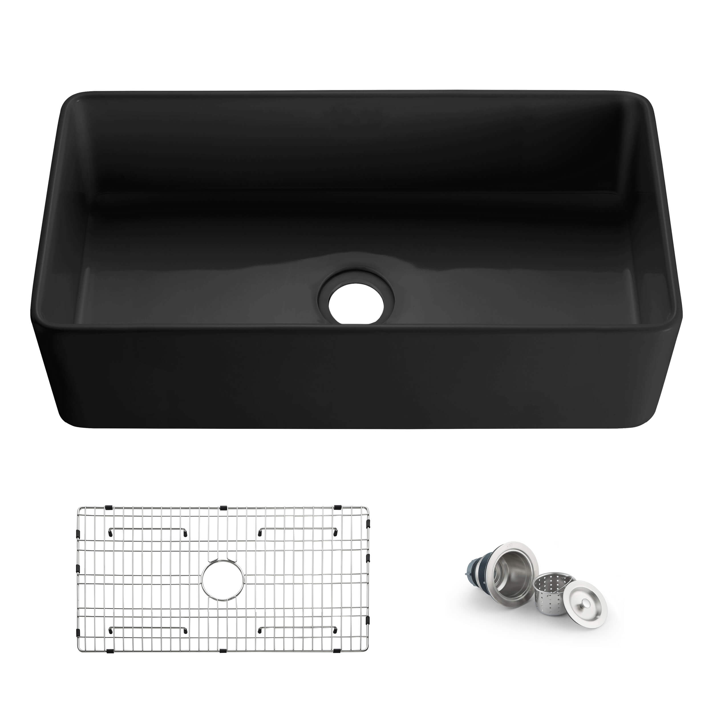 Pure 36″ Fireclay Kitchen Farmhouse Apron Front Single Bowl Sink – Matte Black – K2-SF36MB view 1