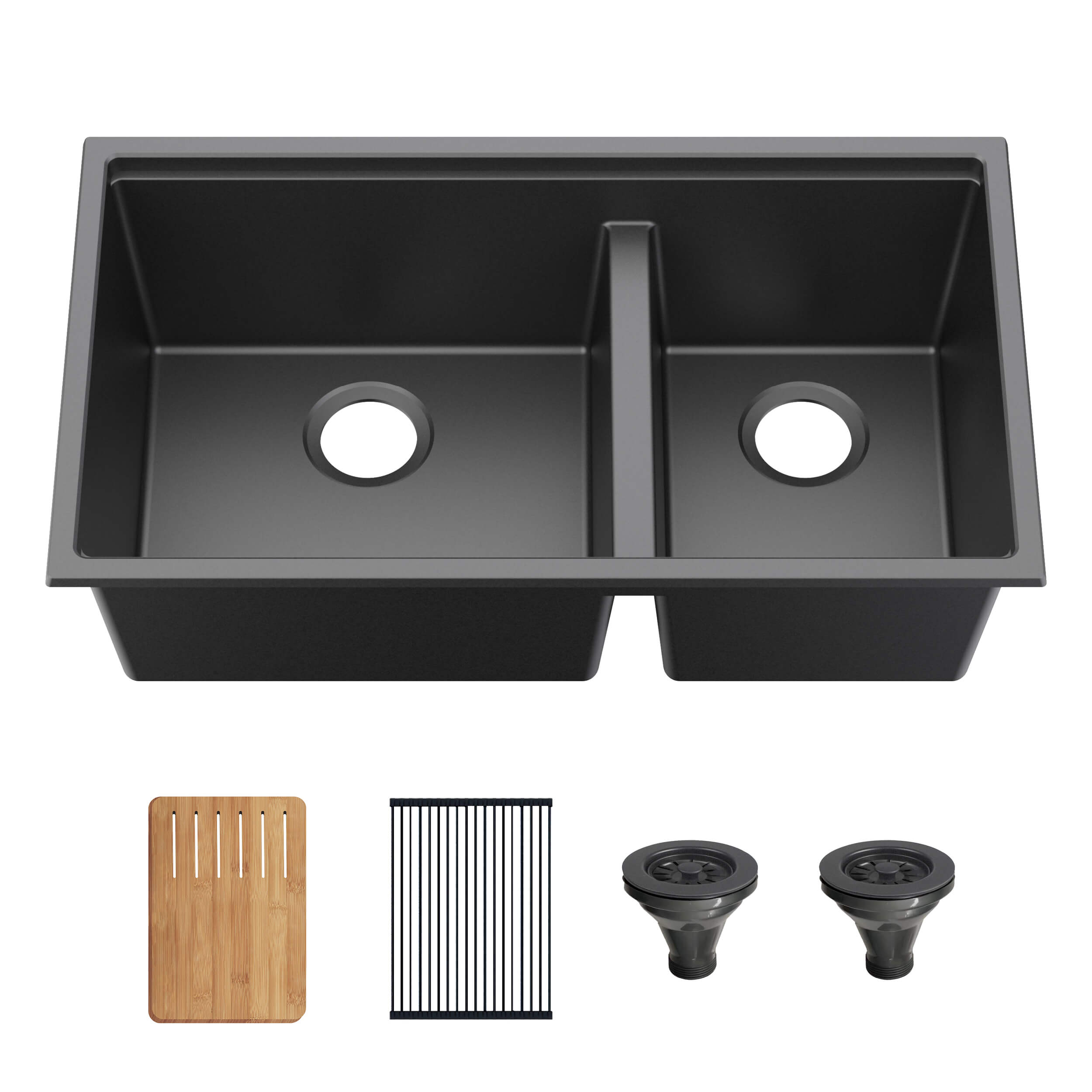 33″ Undermount Workstation Double Bowl Quartz Kitchen Sink – K4-D33T view 1