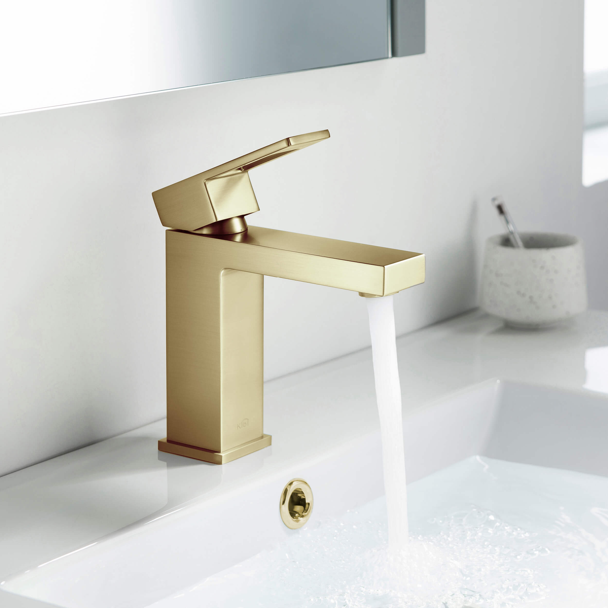 Cubic Brass Single Handle Bathroom Vanity Sink Faucet, Lavatory Sink Faucet - C-KBF1002-KPW100 view 2