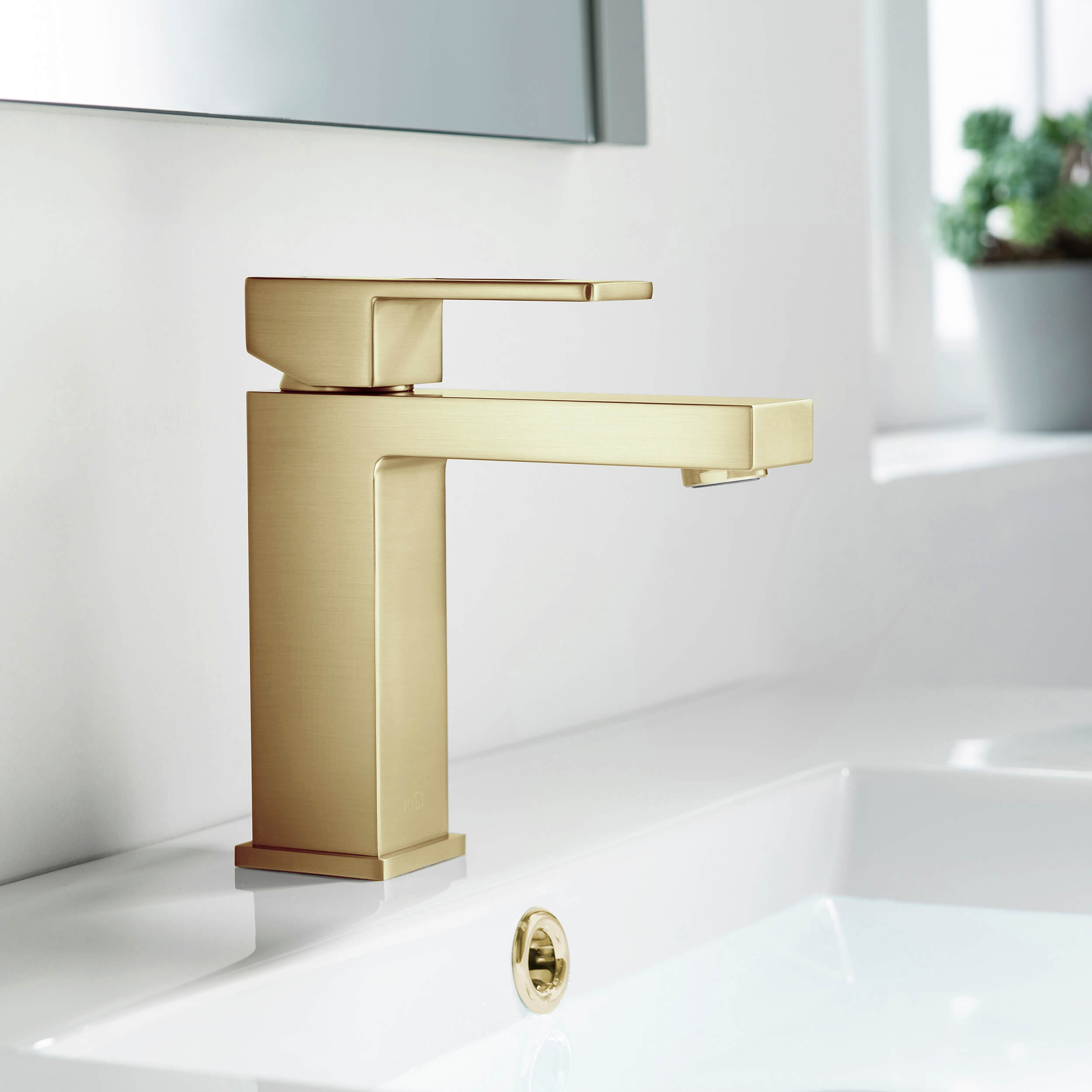 Cubic Brass Single Handle Bathroom Vanity Sink Faucet, Lavatory Sink Faucet - C-KBF1002-KPW100 view 4