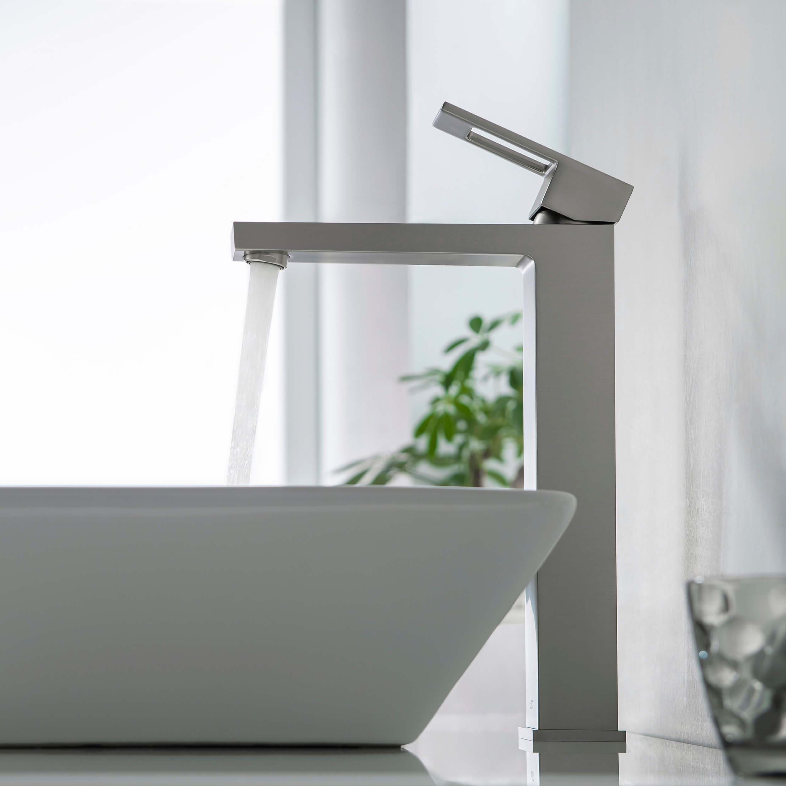 Cubic Brass Single Handle Bathroom Vessel Sink Faucet - C-KBF1003-KPW101 view 3