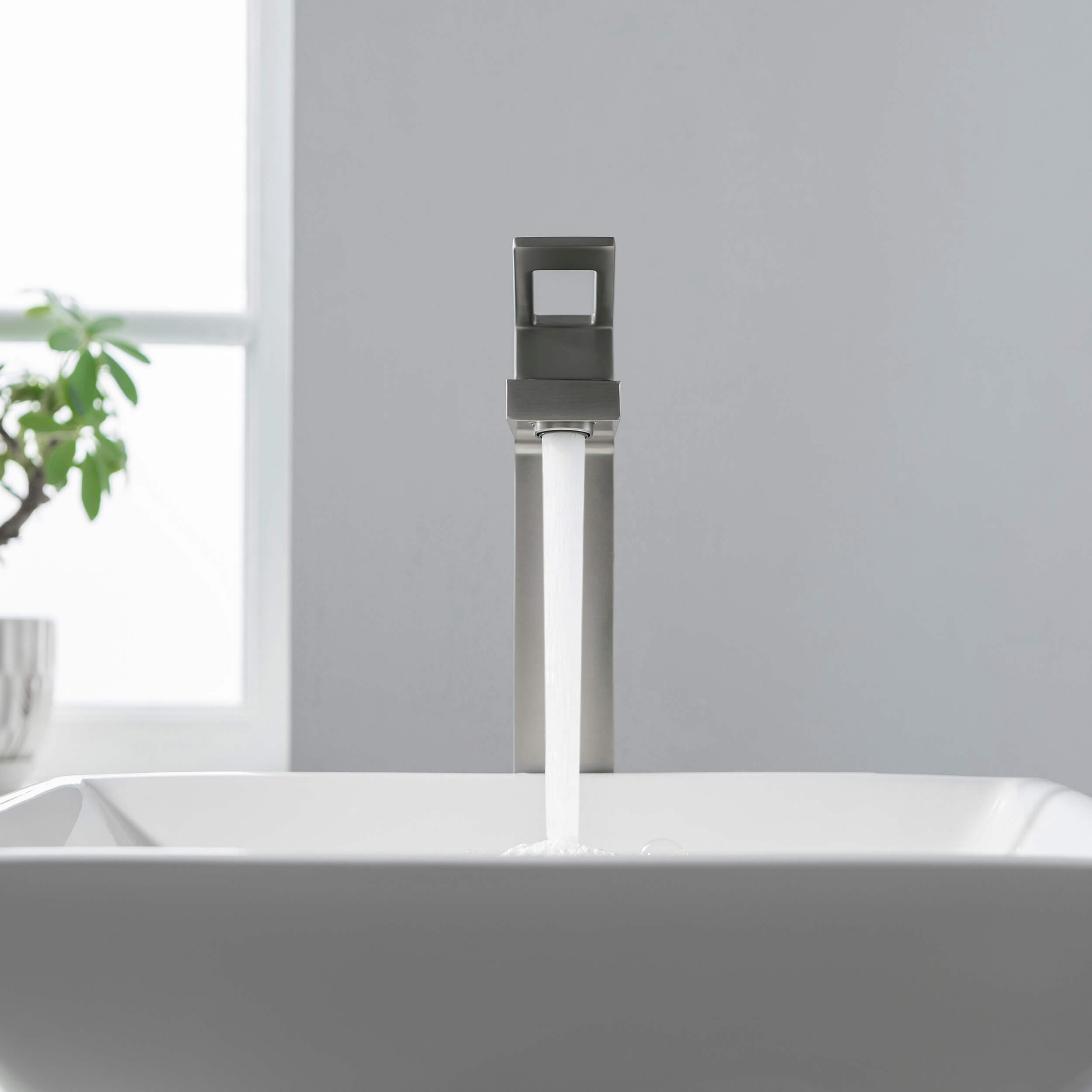 Cubic Brass Single Handle Bathroom Vessel Sink Faucet - C-KBF1003-KPW101 view 4
