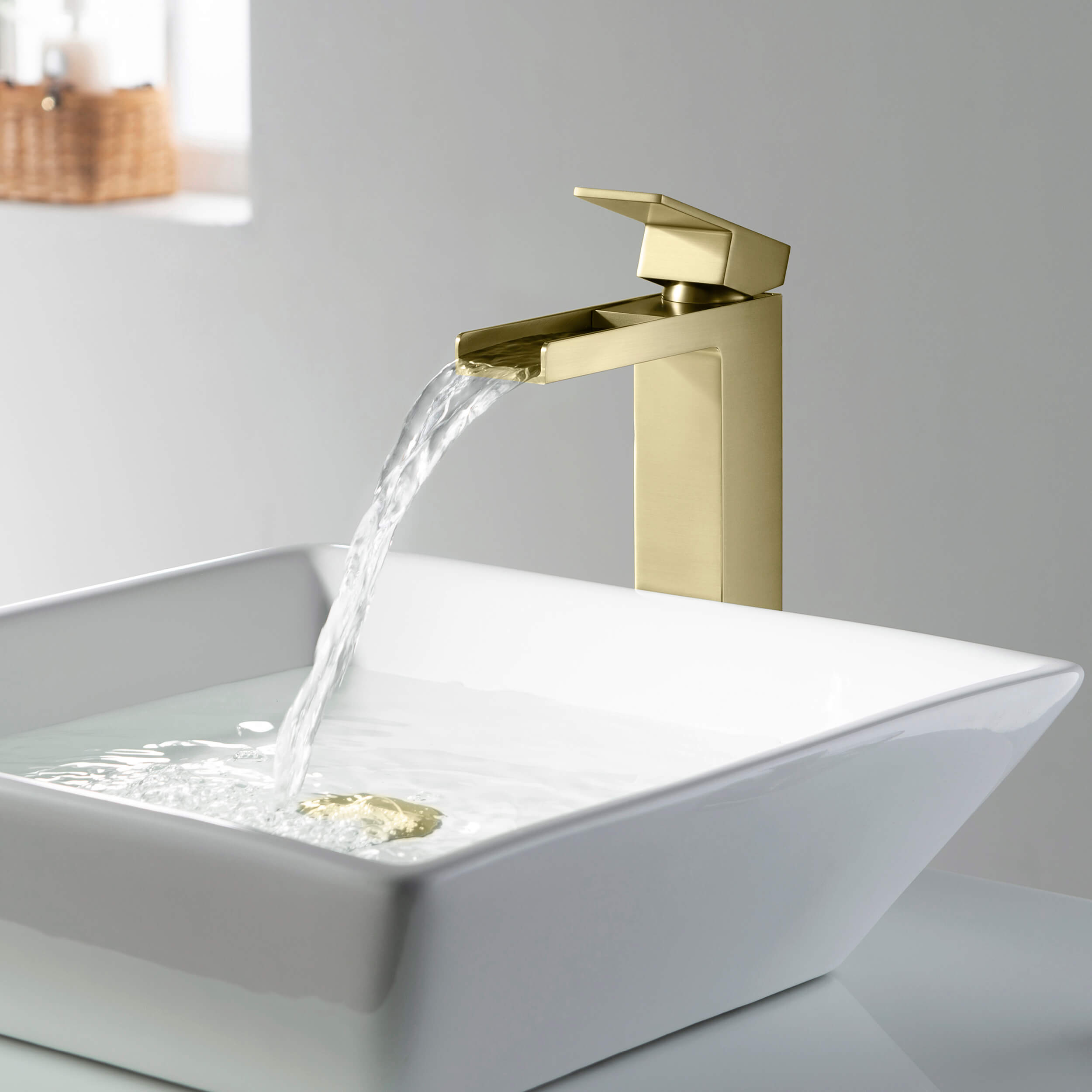 KIBI Waterfall Brass Single Handle Bathroom Vessel Sink Faucet - C-KBF1005-KPW101 view 3