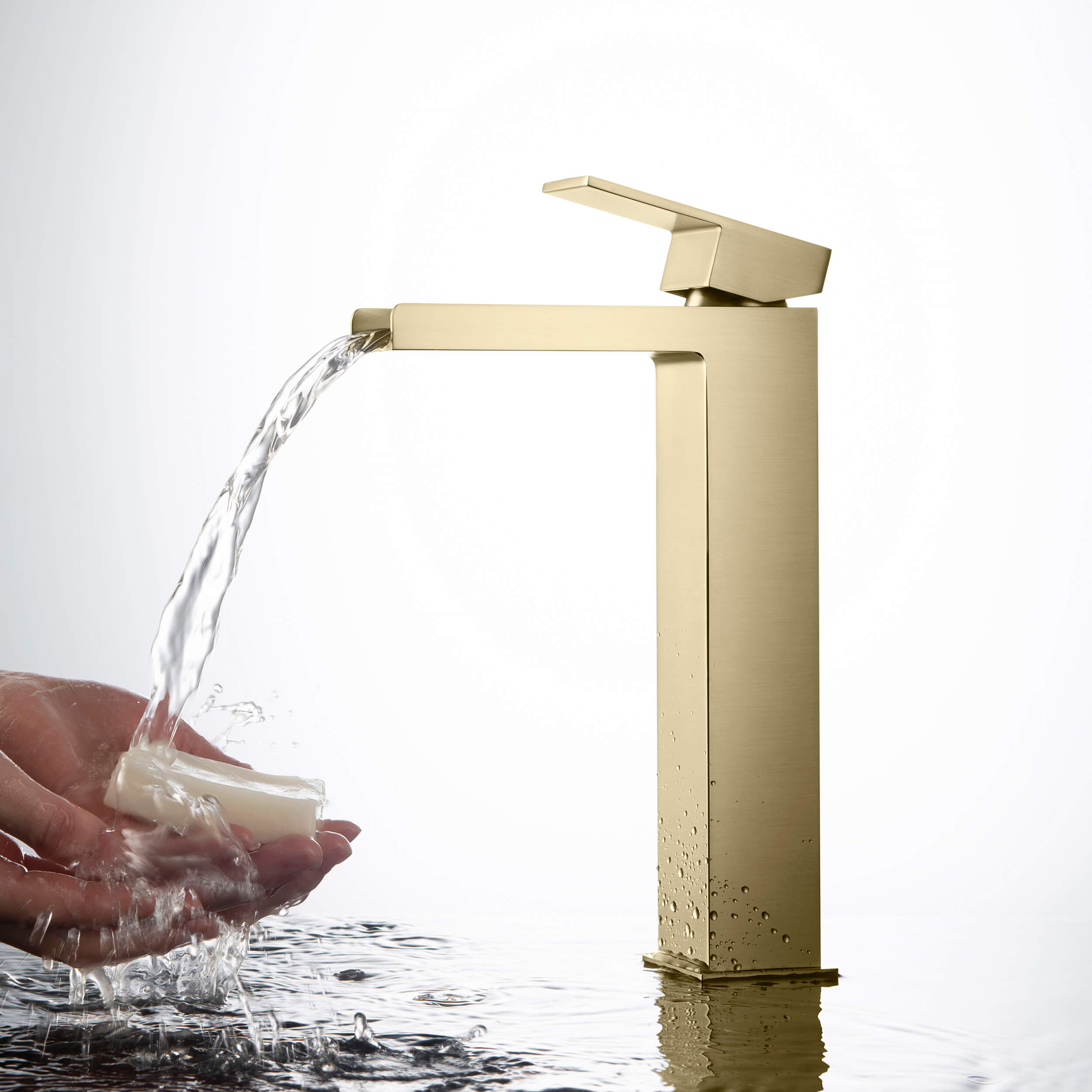 KIBI Waterfall Brass Single Handle Bathroom Vessel Sink Faucet - C-KBF1005-KPW101 view 5