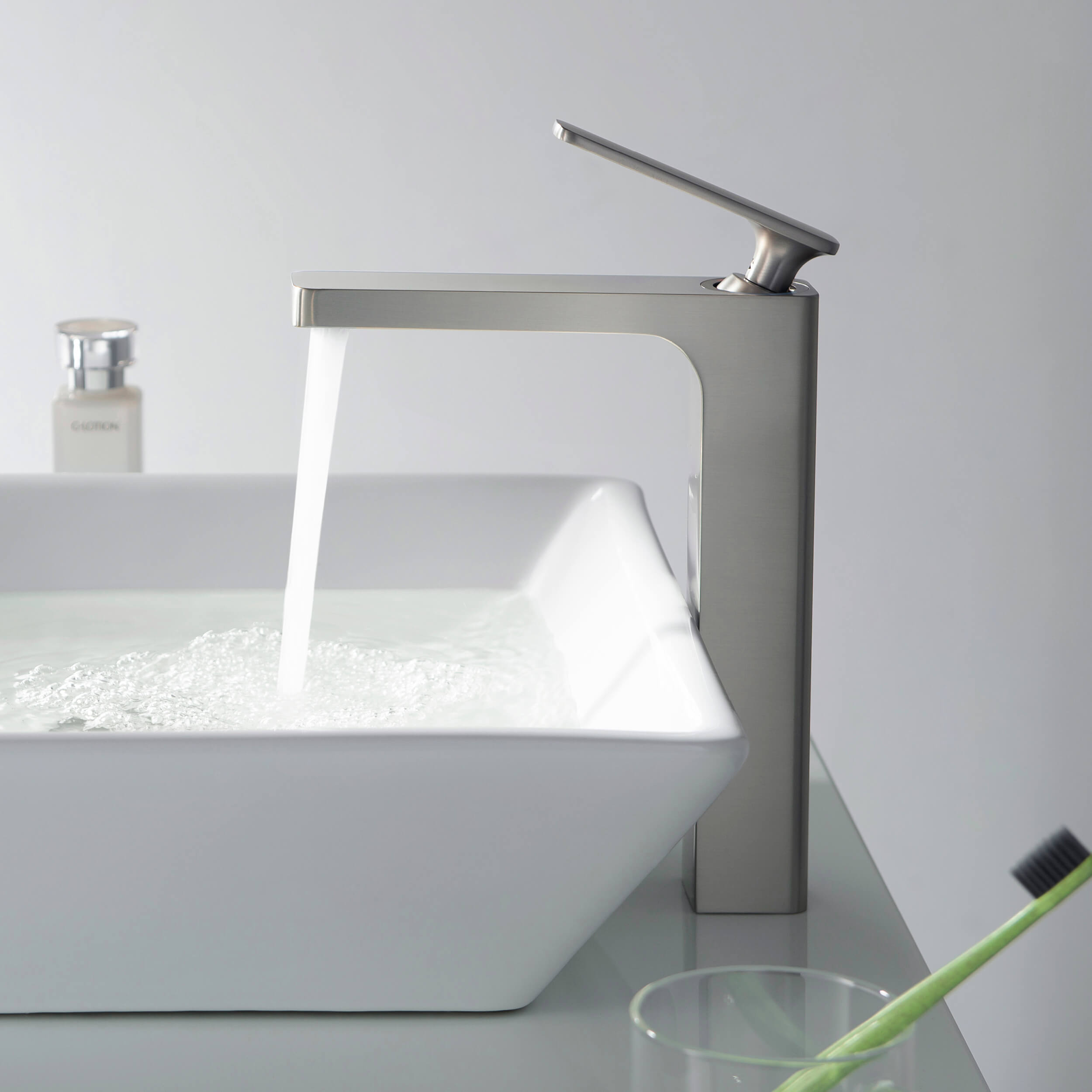 KIBI Infinity Brass Single Handle Bathroom Vessel Sink Faucet - C-KBF1007-KPW101 view 2