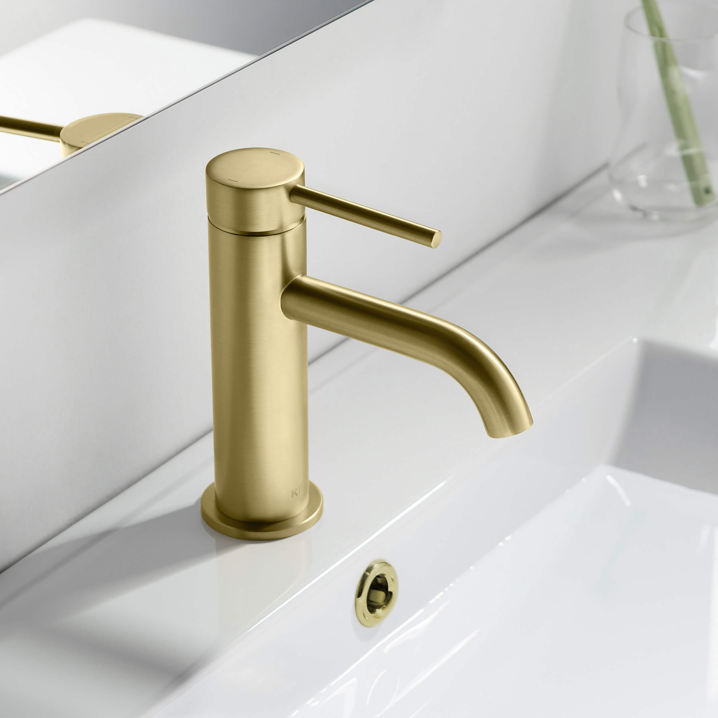 KIBI Circular Brass Single Handle Bathroom Vanity Sink Faucet - C-KBF1008-KPW100 view 3