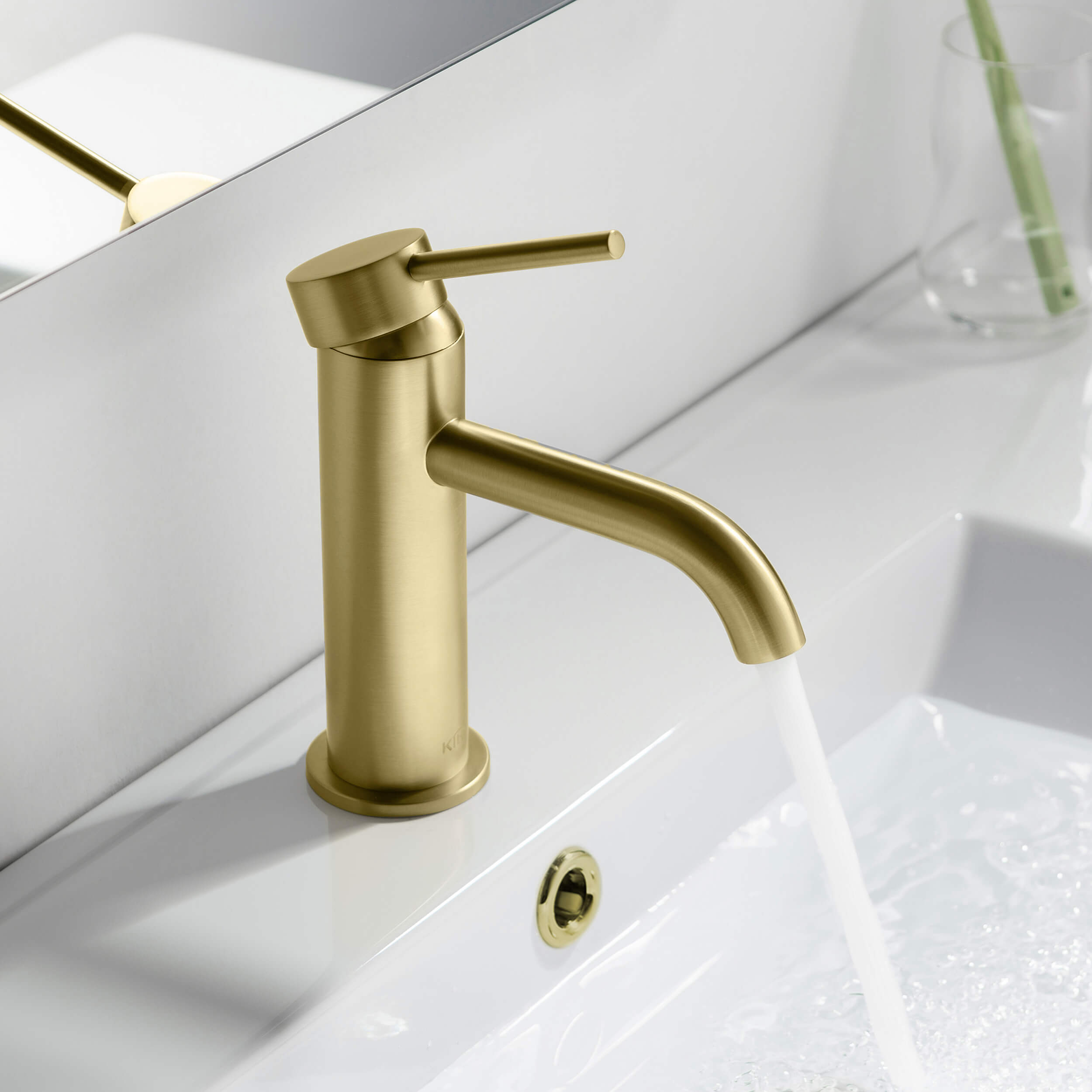 KIBI Circular Brass Single Handle Bathroom Vanity Sink Faucet - C-KBF1008-KPW100 view 2