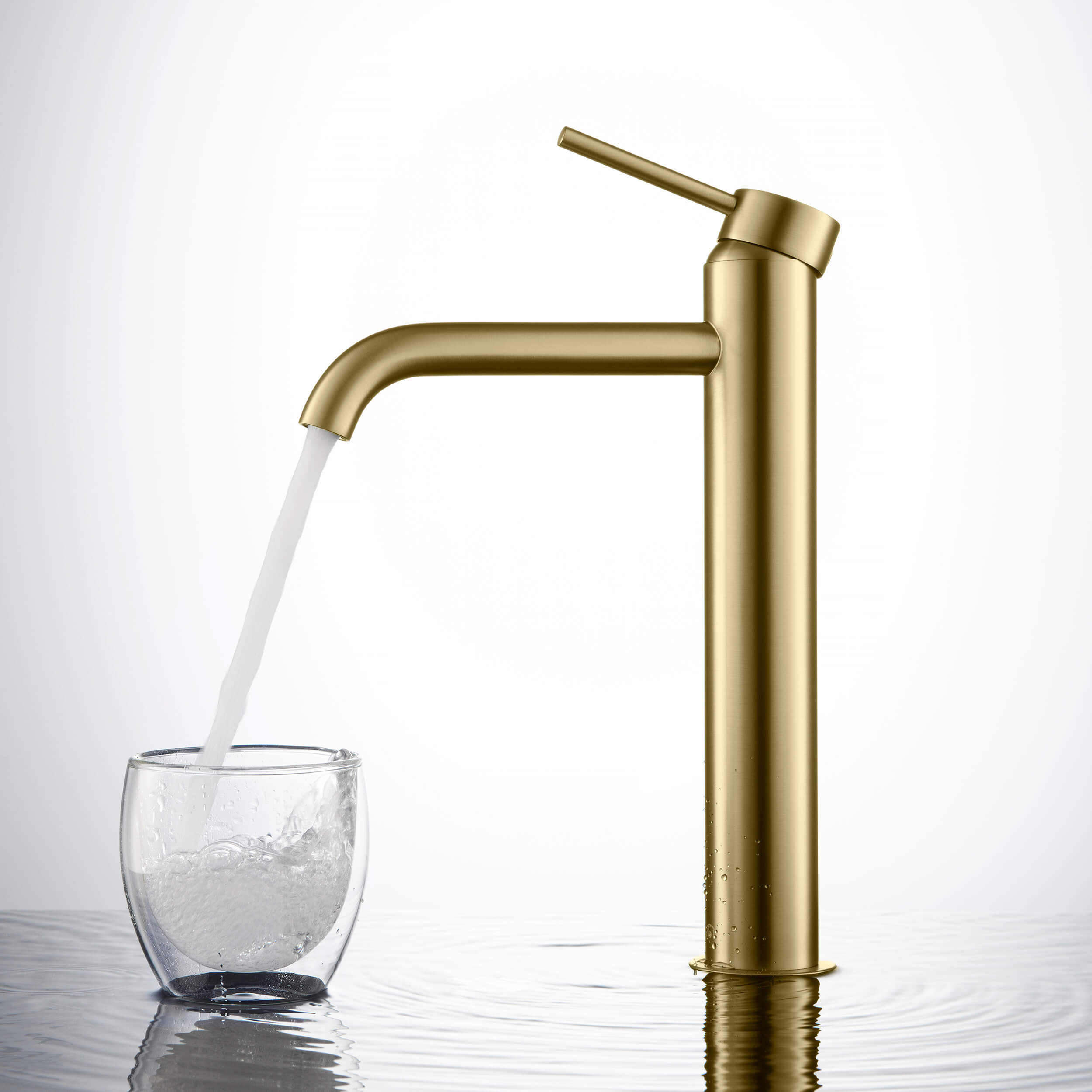 Circular Single Handle Bathroom Vessel Sink Faucet with Pop Up Drain C-KBF1009-KPW101 view 5