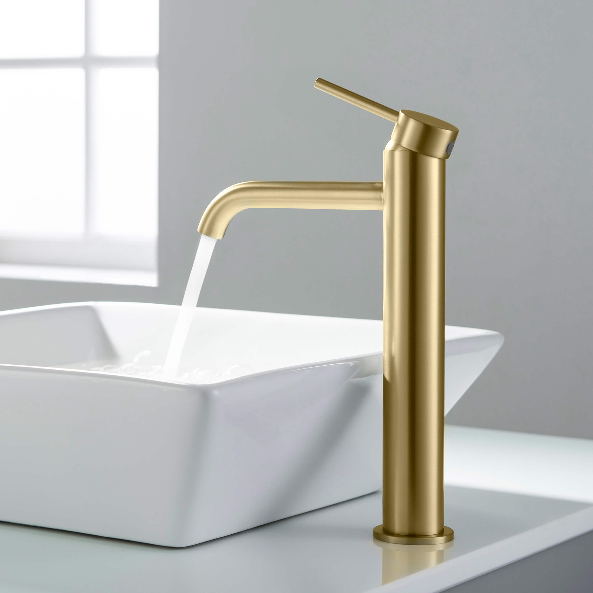 Circular Single Handle Bathroom Vessel Sink Faucet with Pop Up Drain C-KBF1009-KPW101 view 2