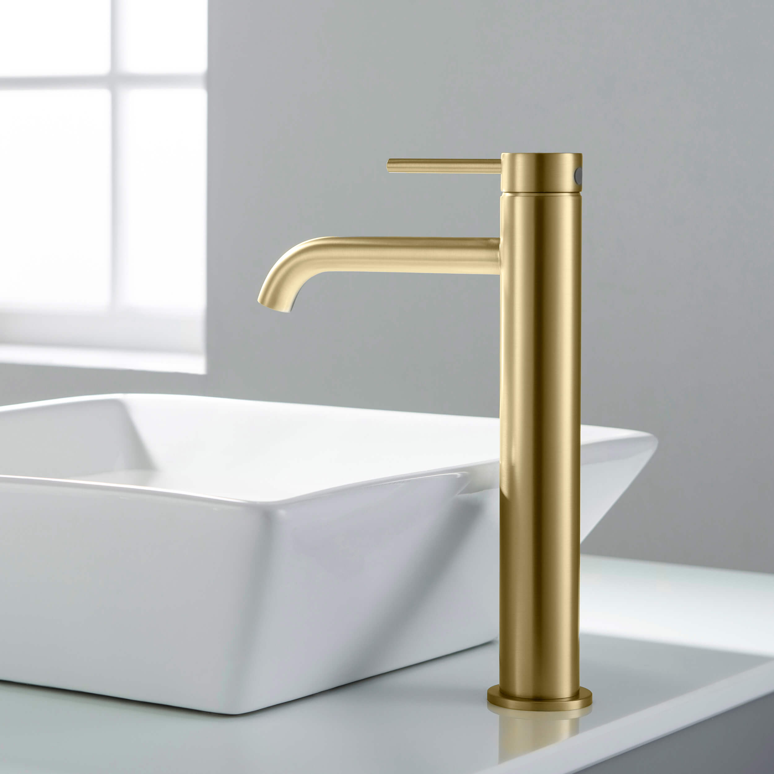 Circular Single Handle Bathroom Vessel Sink Faucet with Pop Up Drain C-KBF1009-KPW101 view 3