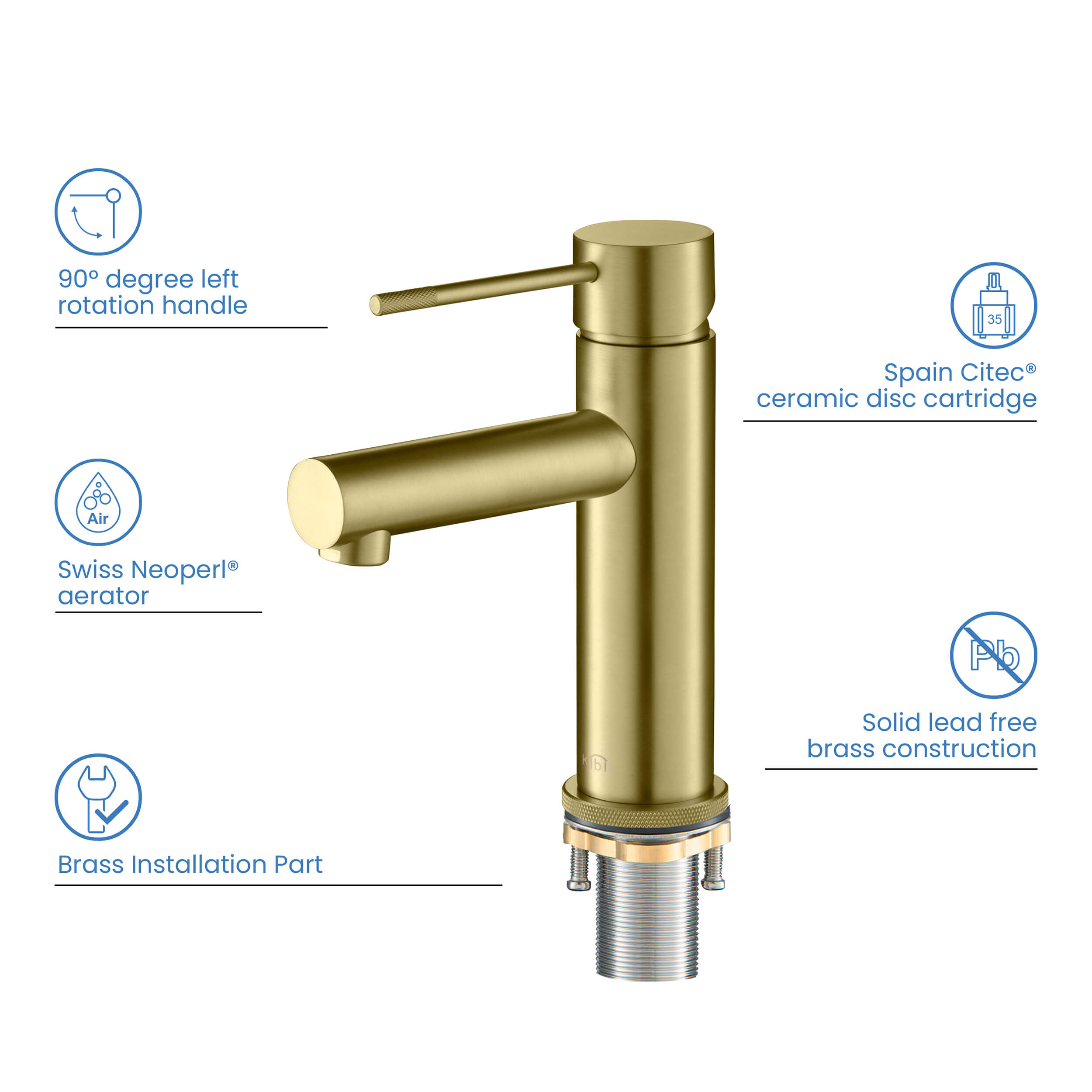 Circular X Single Handle Bathroom Vanity Sink Faucet with Pop Up Drain C-KBF1010-KPW100 view 5