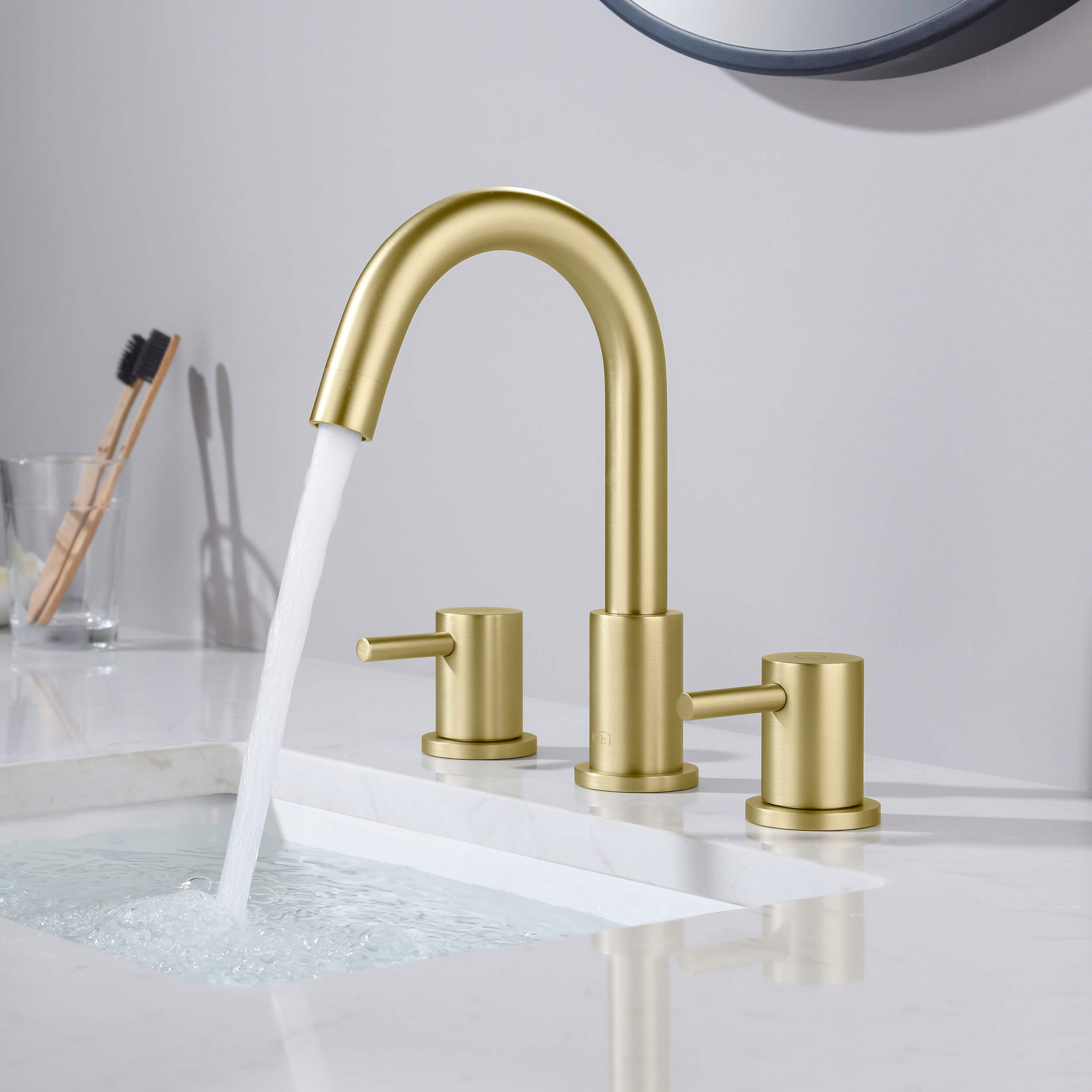 Circular 8″ Widespread Bathroom Sink Faucet with Drain Assembly – KBF1016 view 2