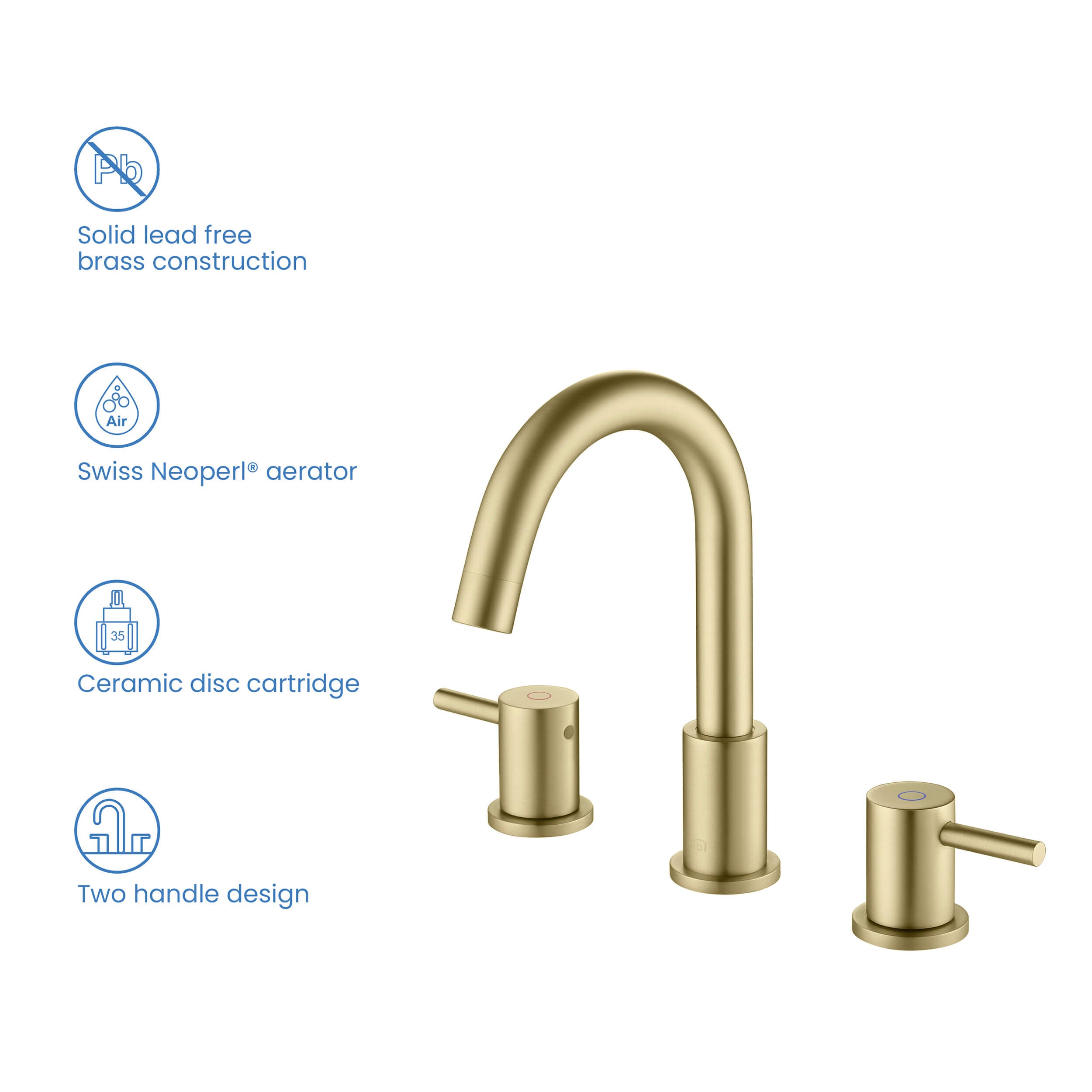 Circular 8″ Widespread Bathroom Sink Faucet with Drain Assembly – KBF1016 view 5