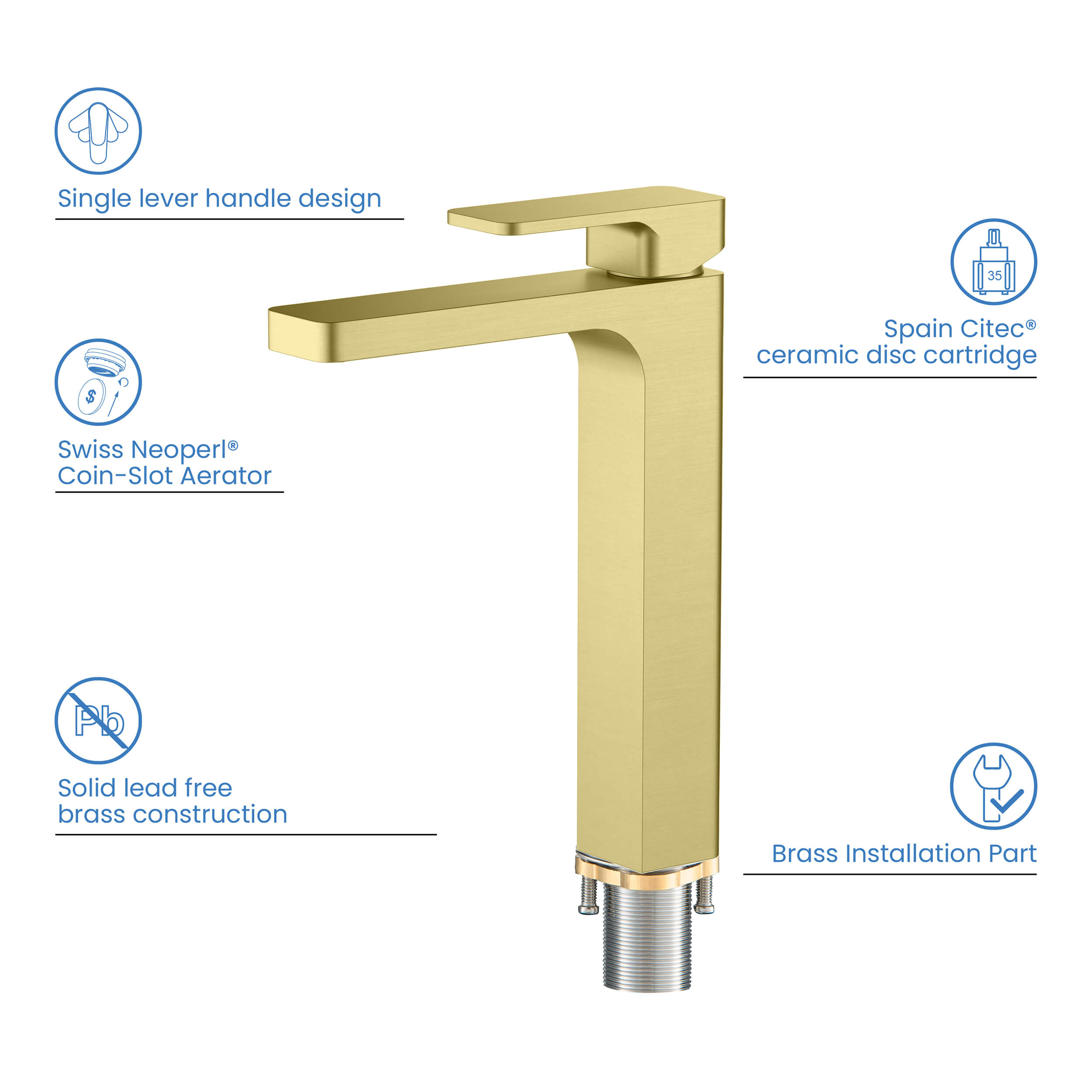 Blaze-T Single Handle Bathroom Vessel Sink Faucet with Pop Up Drain C-KBF1018-KPW101 view 5