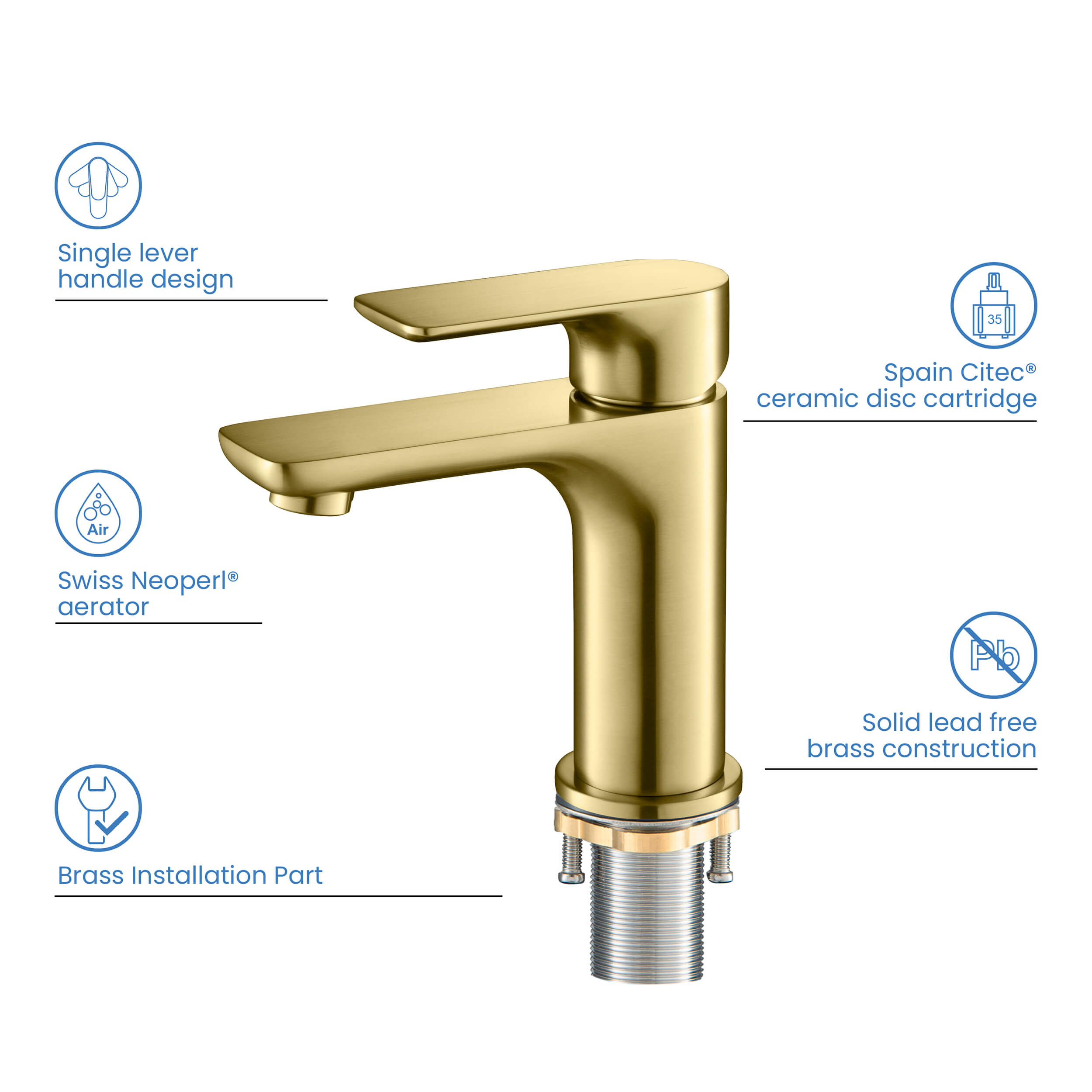 Tender Single Handle Bathroom Vanity Sink Faucet with Pop Up Drain C-KBF1019-KPW100 view 5