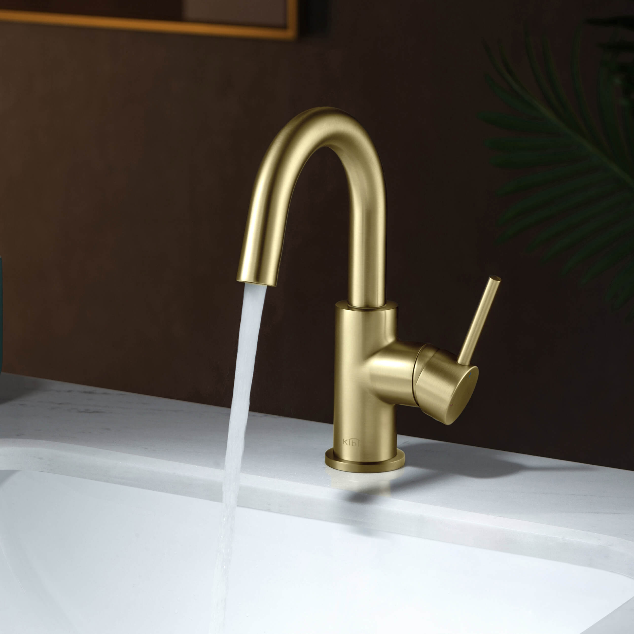 Circular Single Handle High-Arc Bathroom Vanity Sink Faucet C-KBF1021-KPW100 view 3