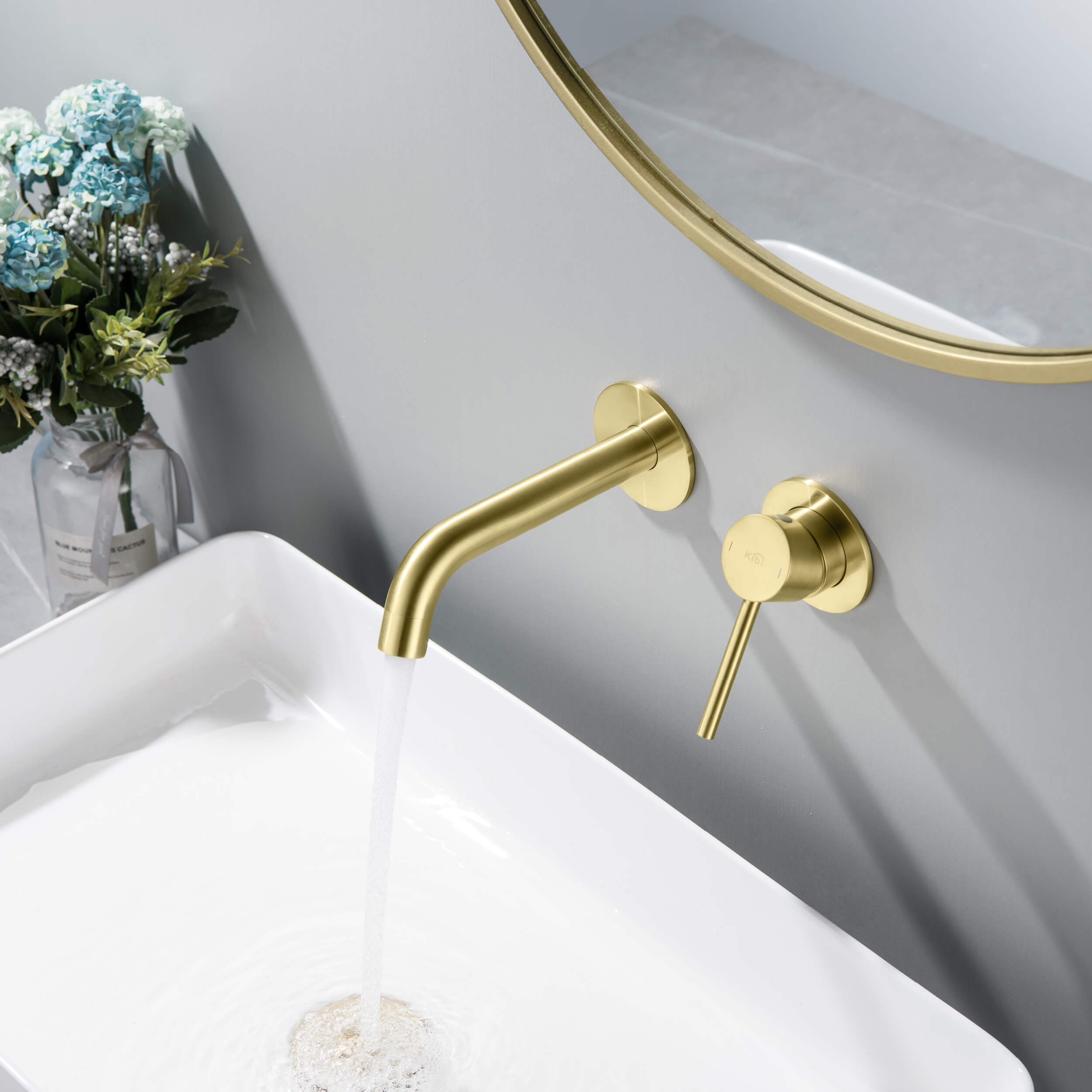 Circular Single Handle Wall Mounted Bathroom Sink Faucet KBF1023 view 4
