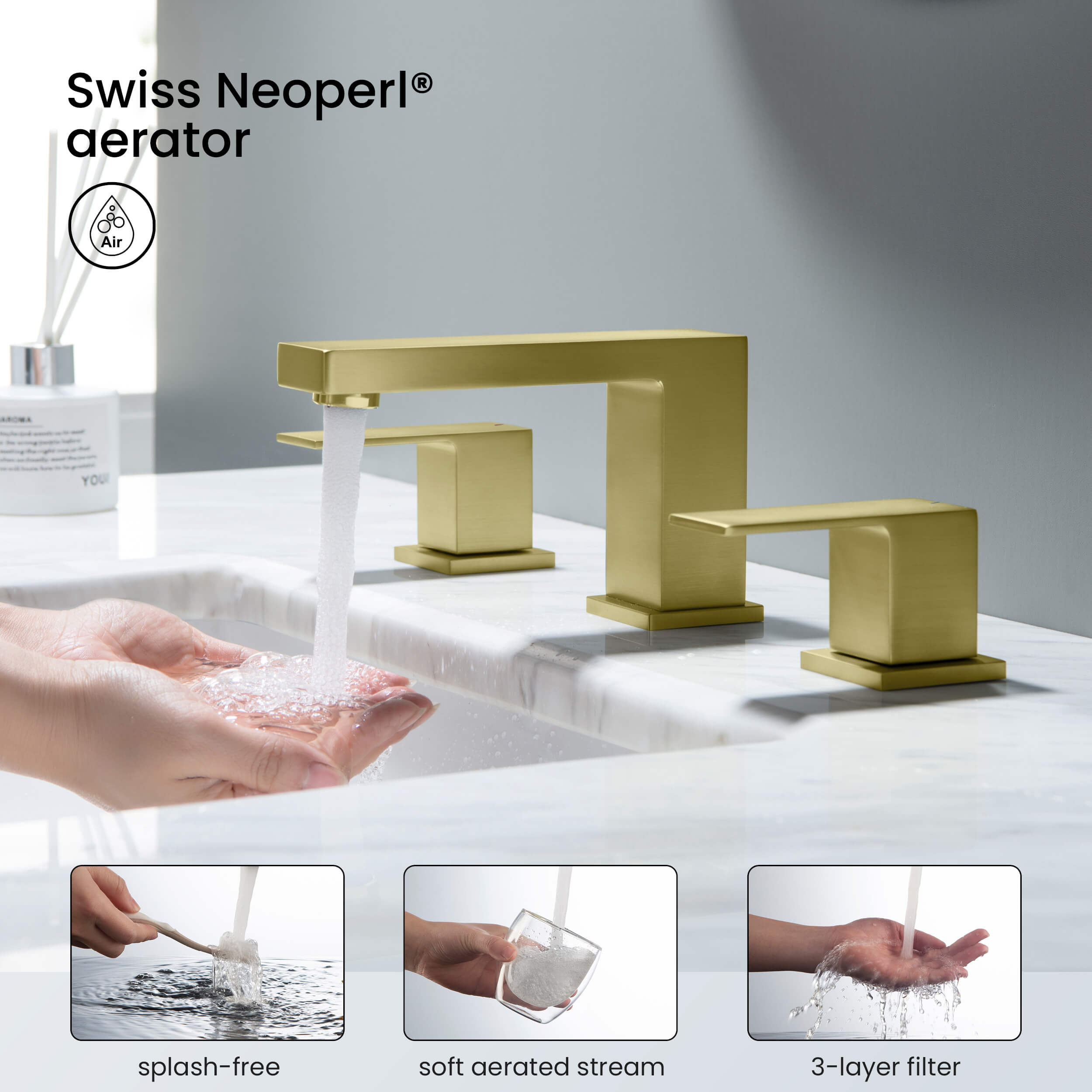 Cube 8" Bathroom Sink Widespread Faucet with Drain Assembly KBF1024 view 5