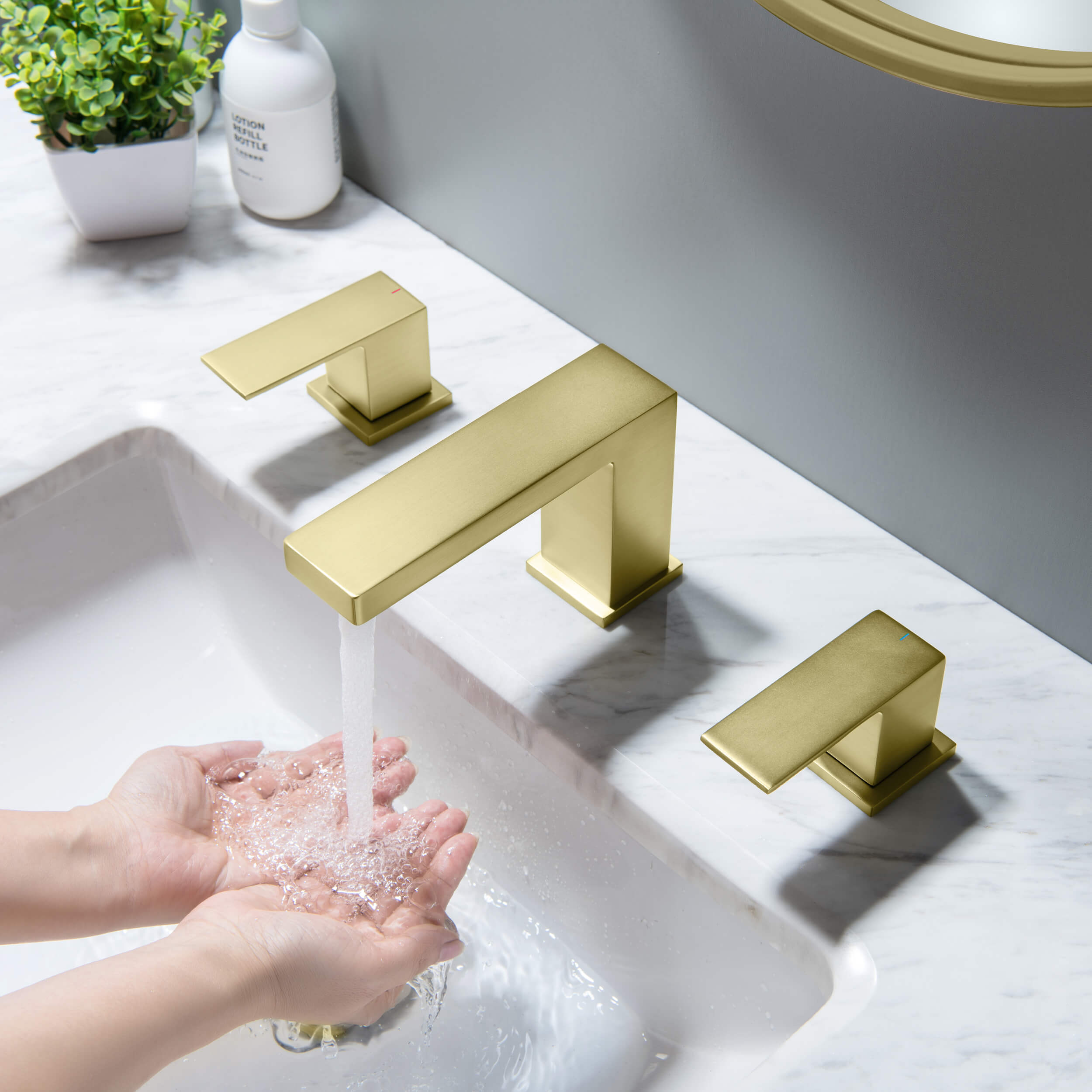 Cube 8" Bathroom Sink Widespread Faucet with Drain Assembly KBF1024 view 3