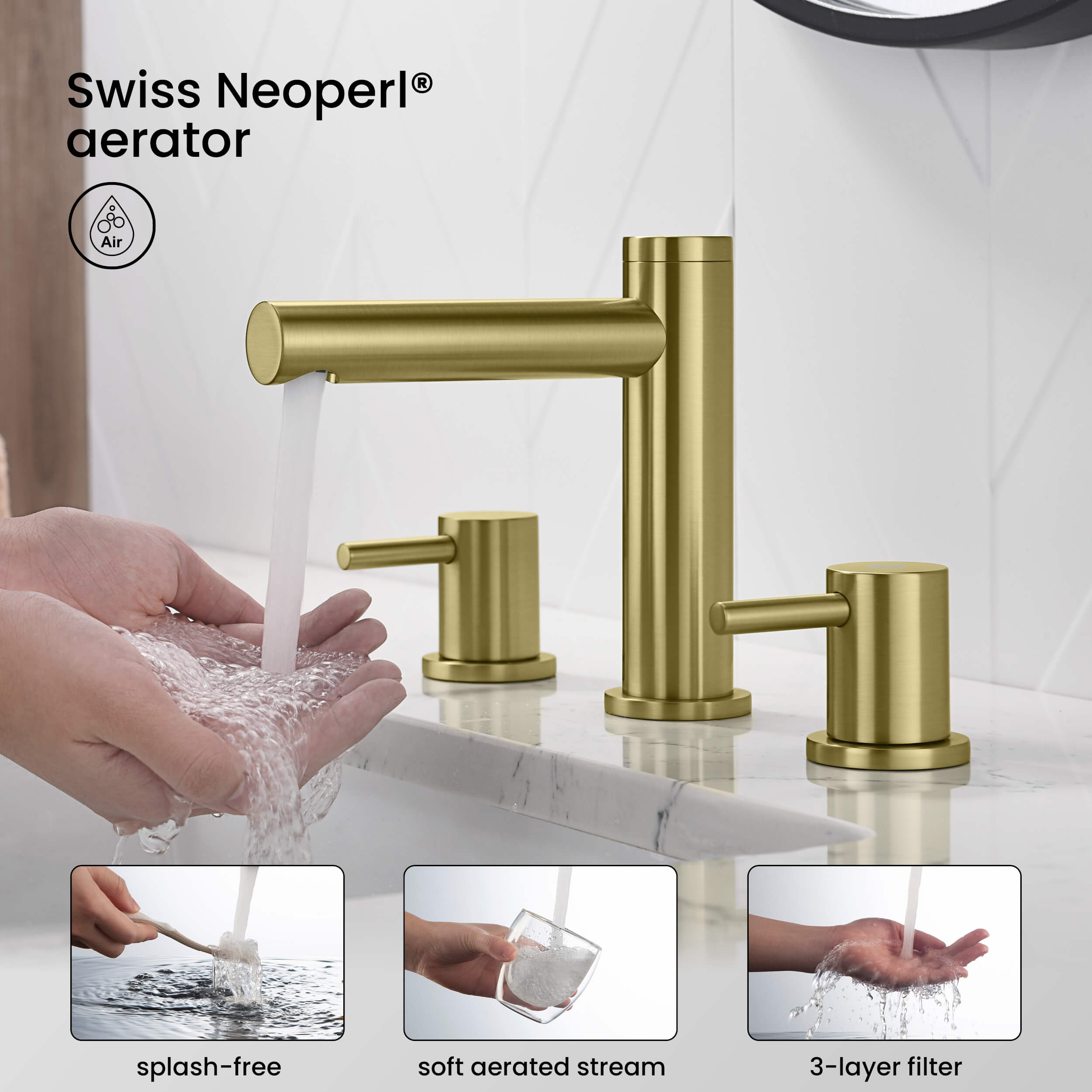 Circular 8" Bathroom Sink Widespread Faucet with Drain Assembly KBF1025 view 5