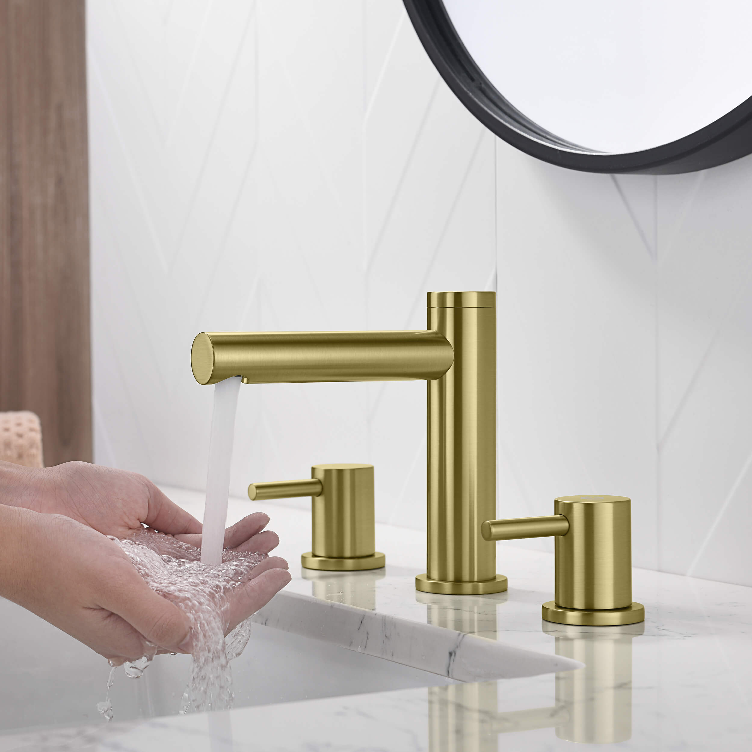 Circular 8" Bathroom Sink Widespread Faucet with Drain Assembly KBF1025 view 2