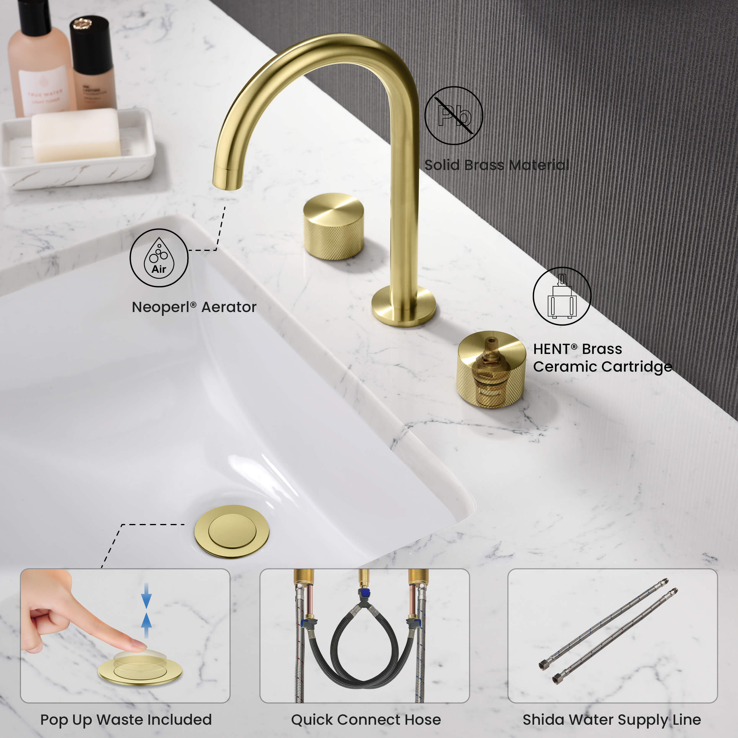 Circular X 8" Bathroom Sink Widespread Faucet with Drain Assembly KBF1026 view 5