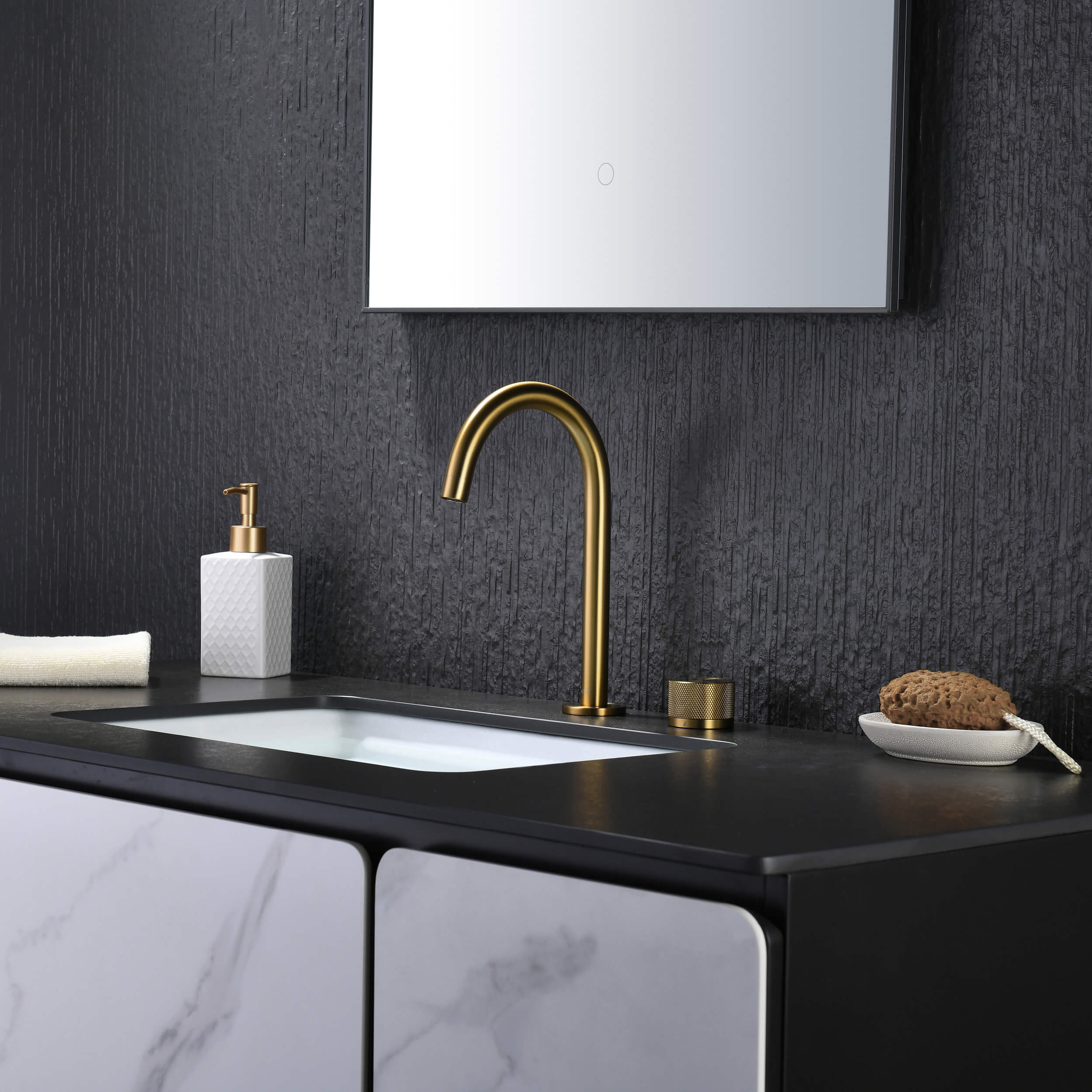 Circular X One Handle Two Holes Bathroom Vanity Sink Faucet with Drain Assembly - C-KBF1027 view 2