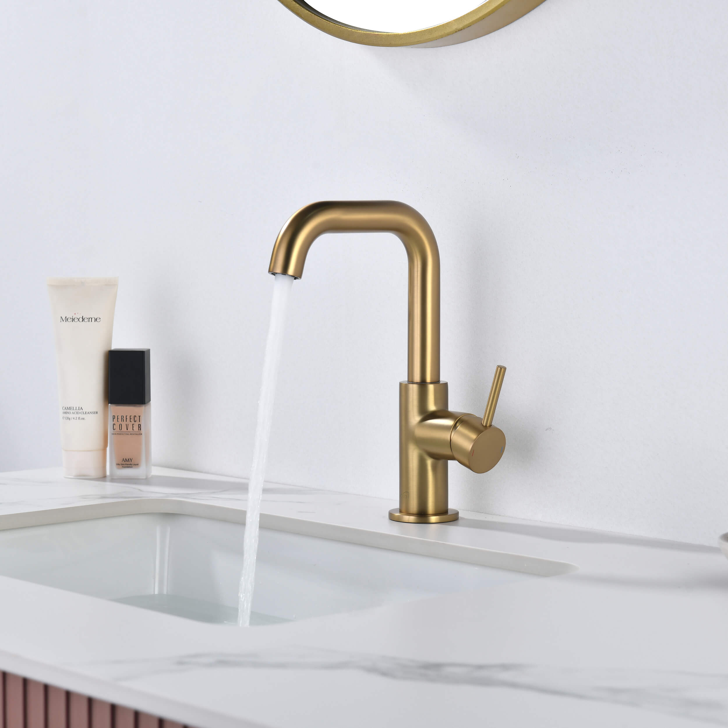 Macon Single Handle High-Arc Bathroom Vanity Sink Faucet - C-KBF1028 view 4