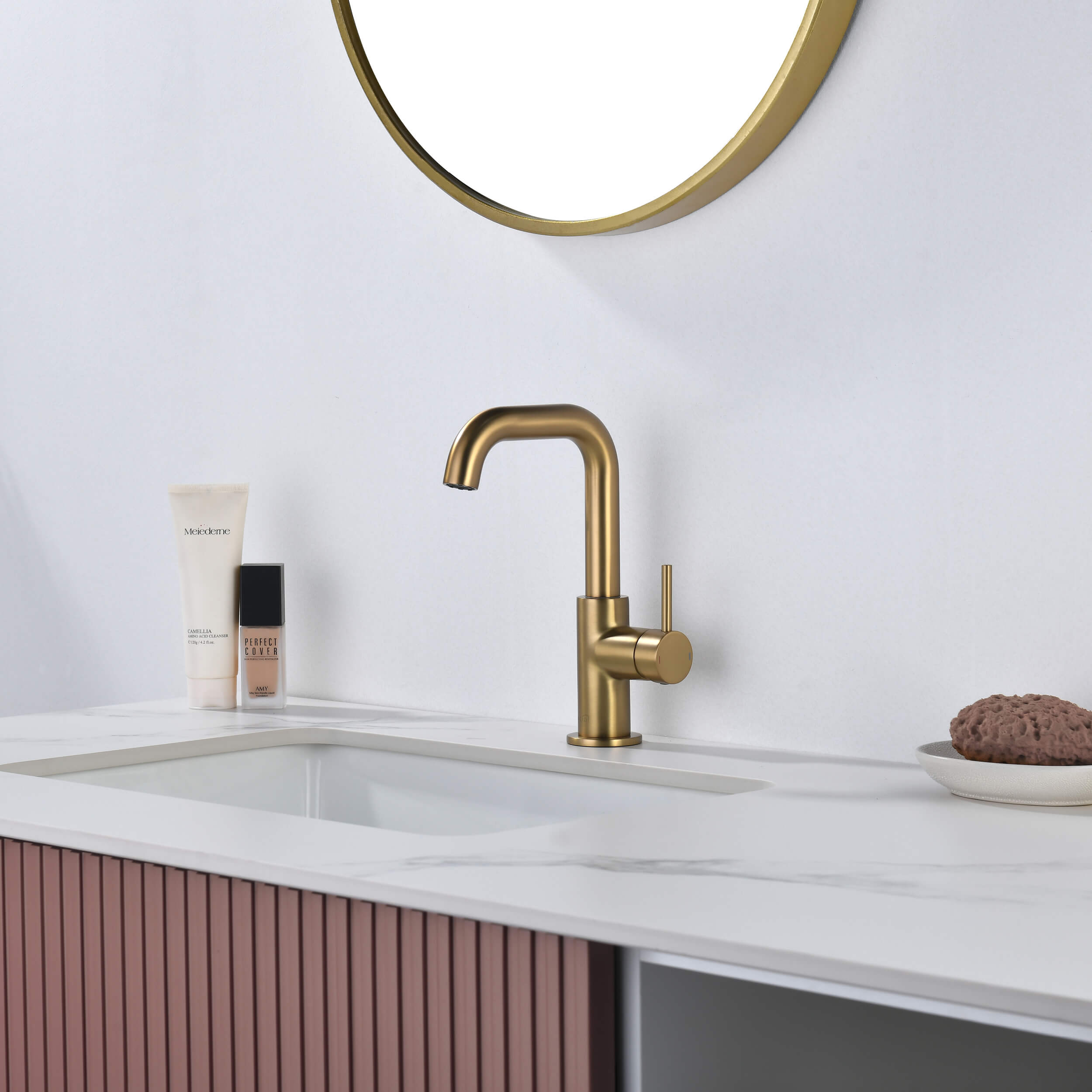 Macon Single Handle High-Arc Bathroom Vanity Sink Faucet - C-KBF1028 view 3