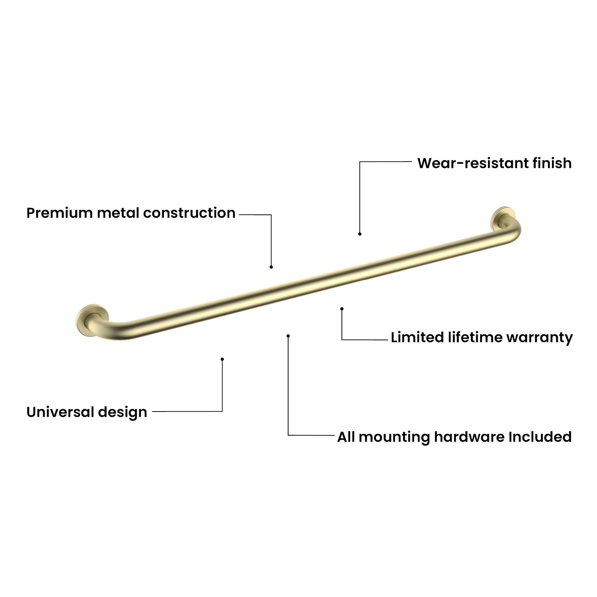 36-Inch Stainless Steel Bathroom Safety Grab Bar – KGB1036 view 5