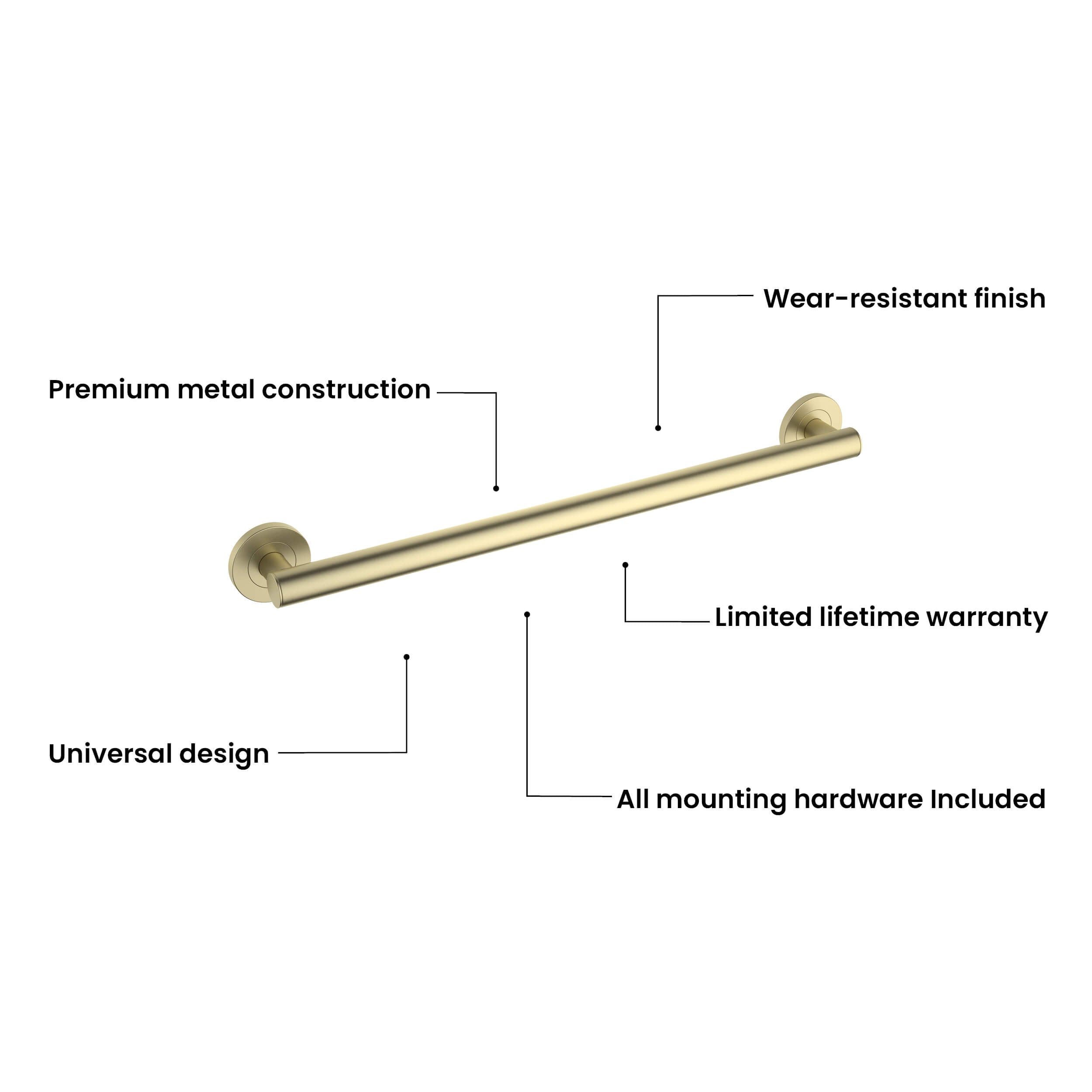 24-Inch Stainless Steel Bathroom Safety Grab Bar – KGB1124 view 5
