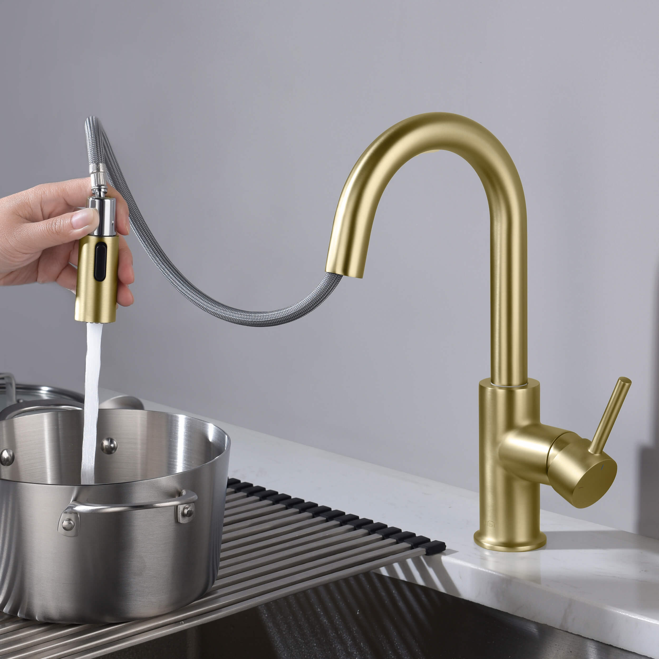 Circular Single Handle Pull Down Kitchen & Bar Sink Faucet - KKF2011 view 4