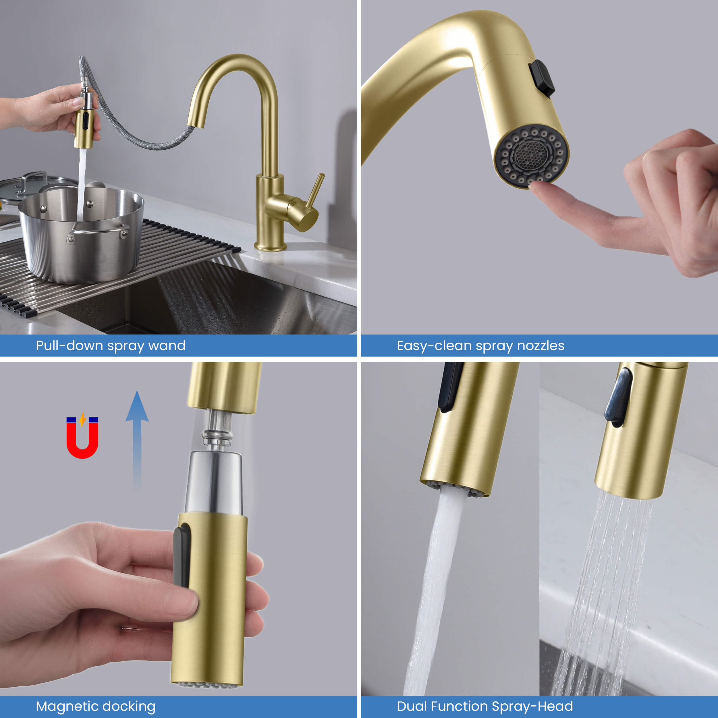 Circular Single Handle Pull Down Kitchen & Bar Sink Faucet - KKF2011 view 5