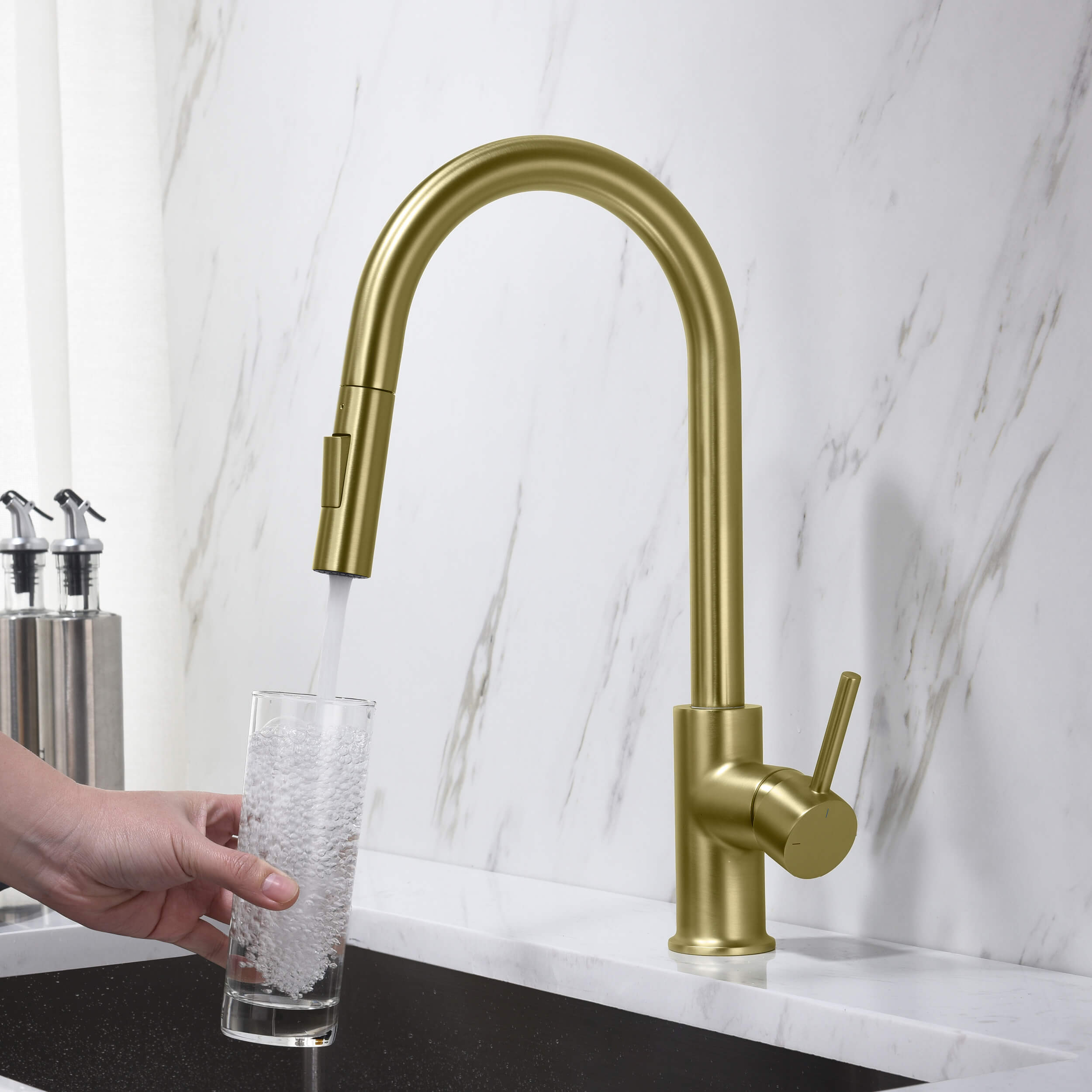 Circular Single Handle Pull Down Kitchen Faucet - KKF2013 view 5