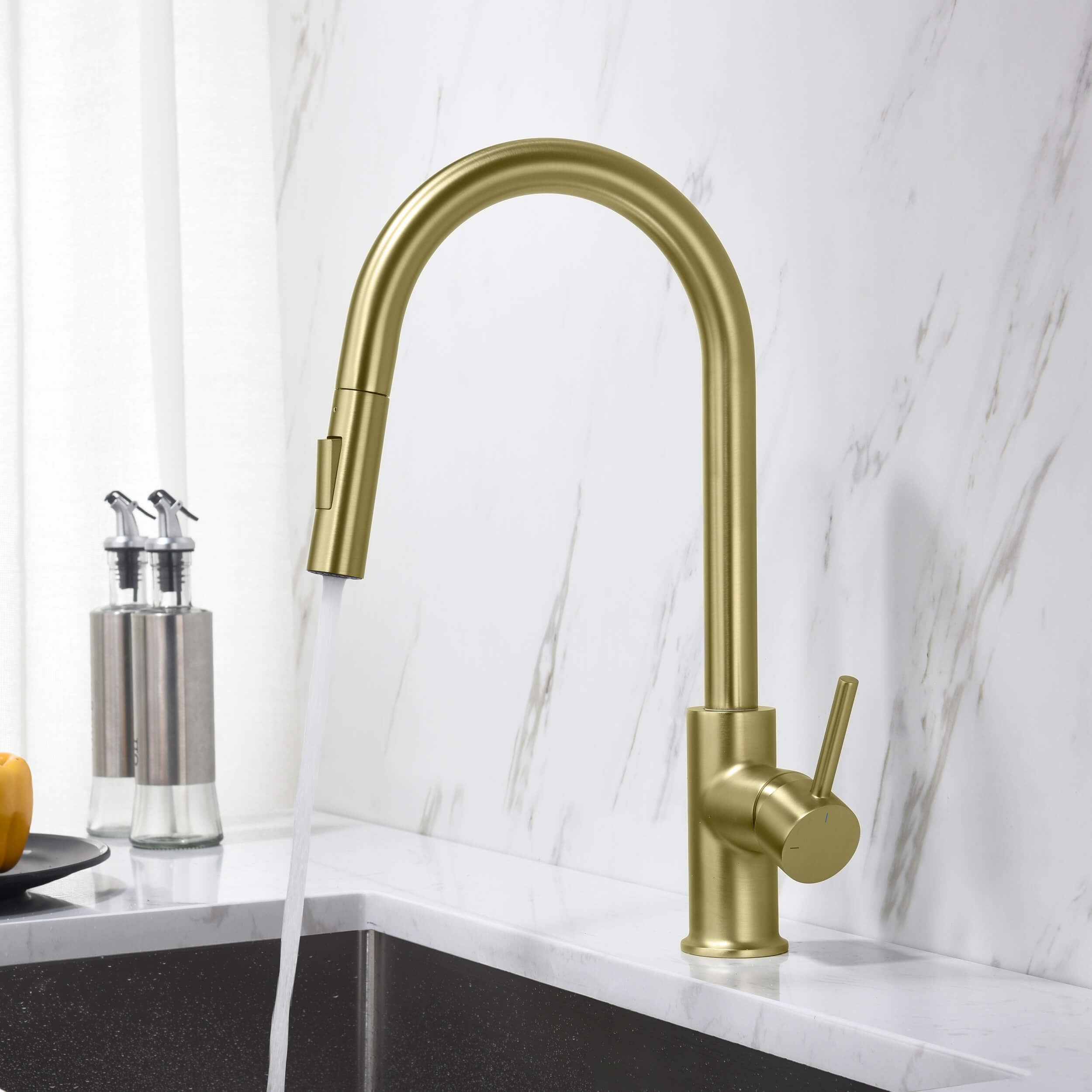 Circular Single Handle Pull Down Kitchen Faucet - KKF2013 view 2