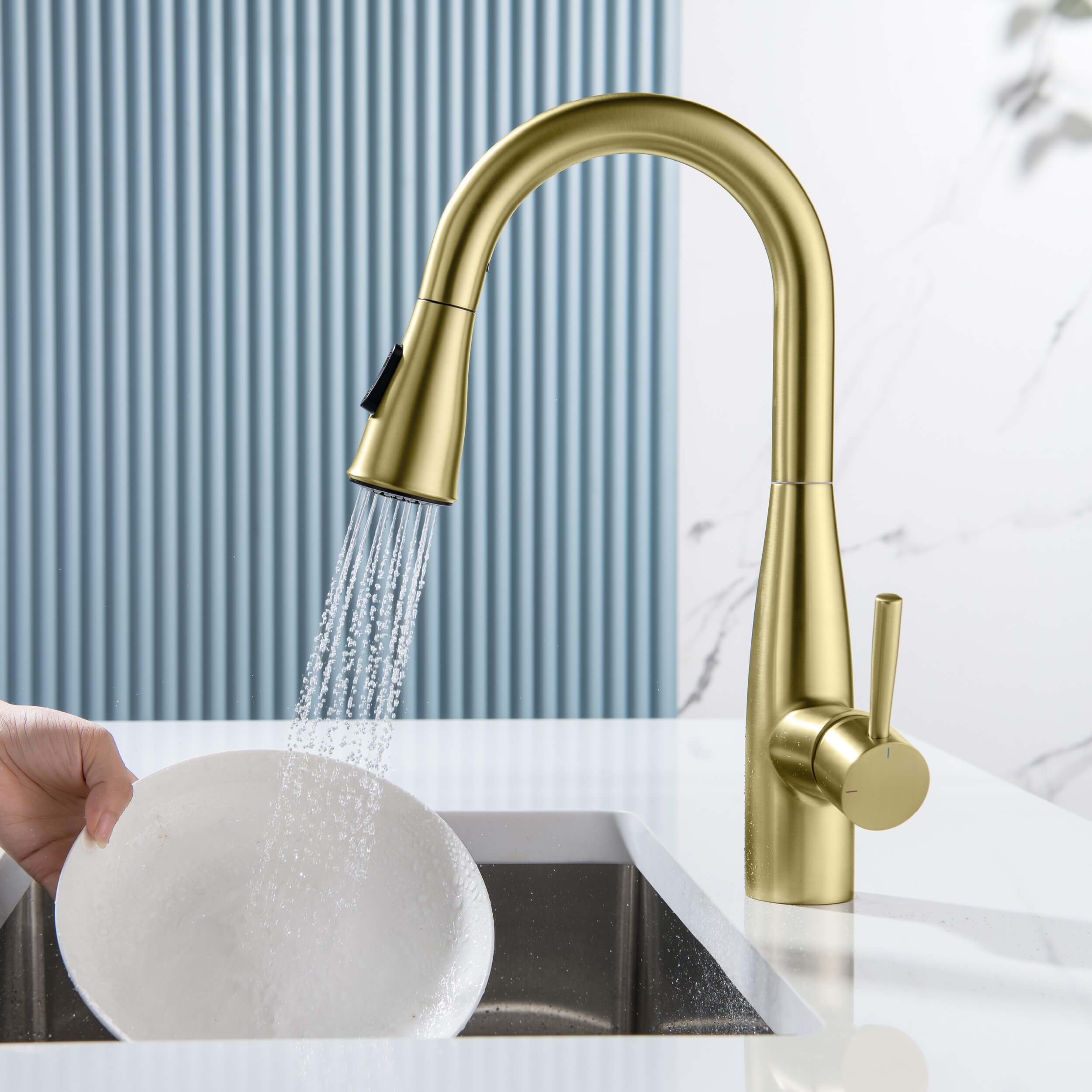 Bari Single Handle Pull Down Kitchen & Bar Sink Faucet - KKF2015 view 3