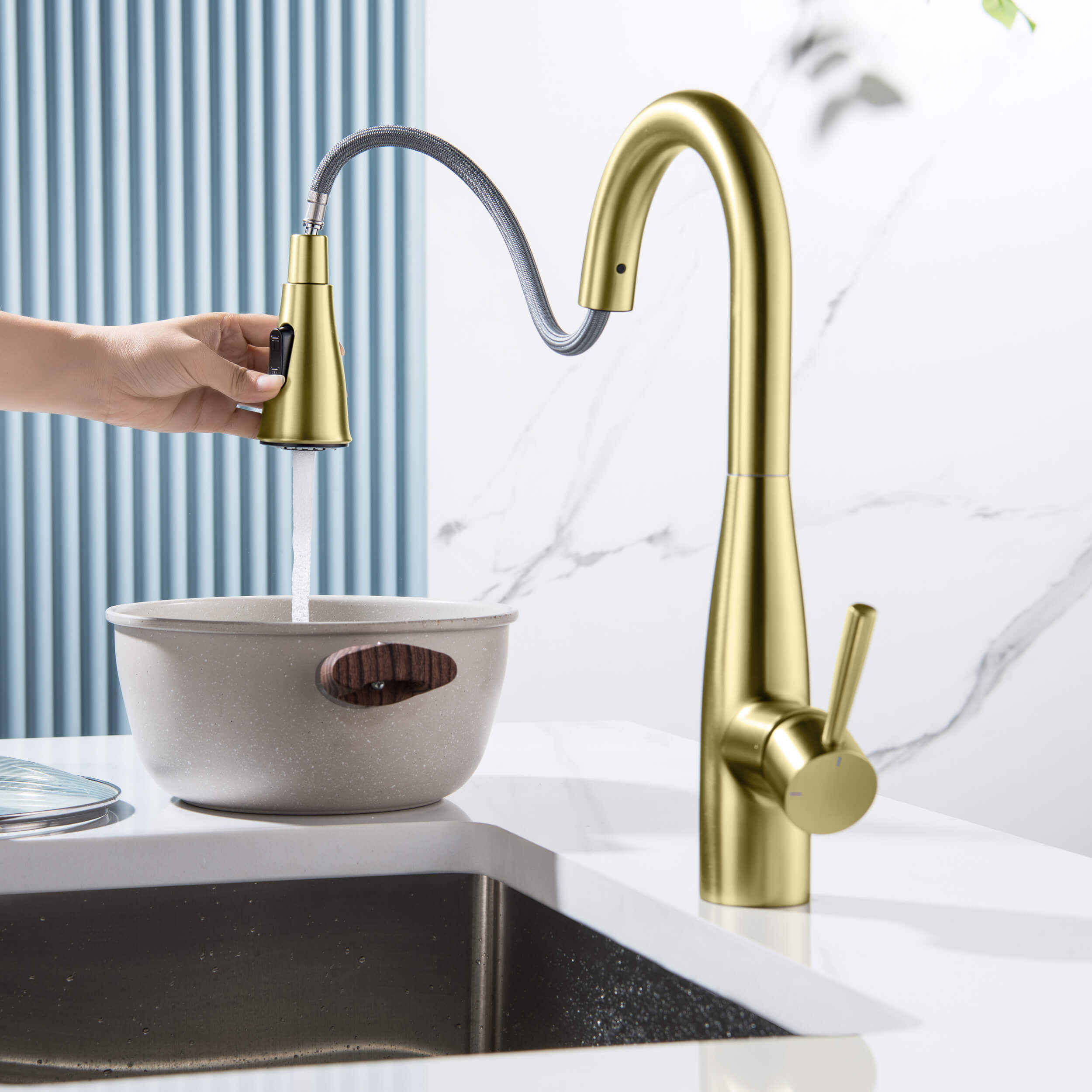 Bari Single Handle Pull Down Kitchen & Bar Sink Faucet - KKF2015 view 4