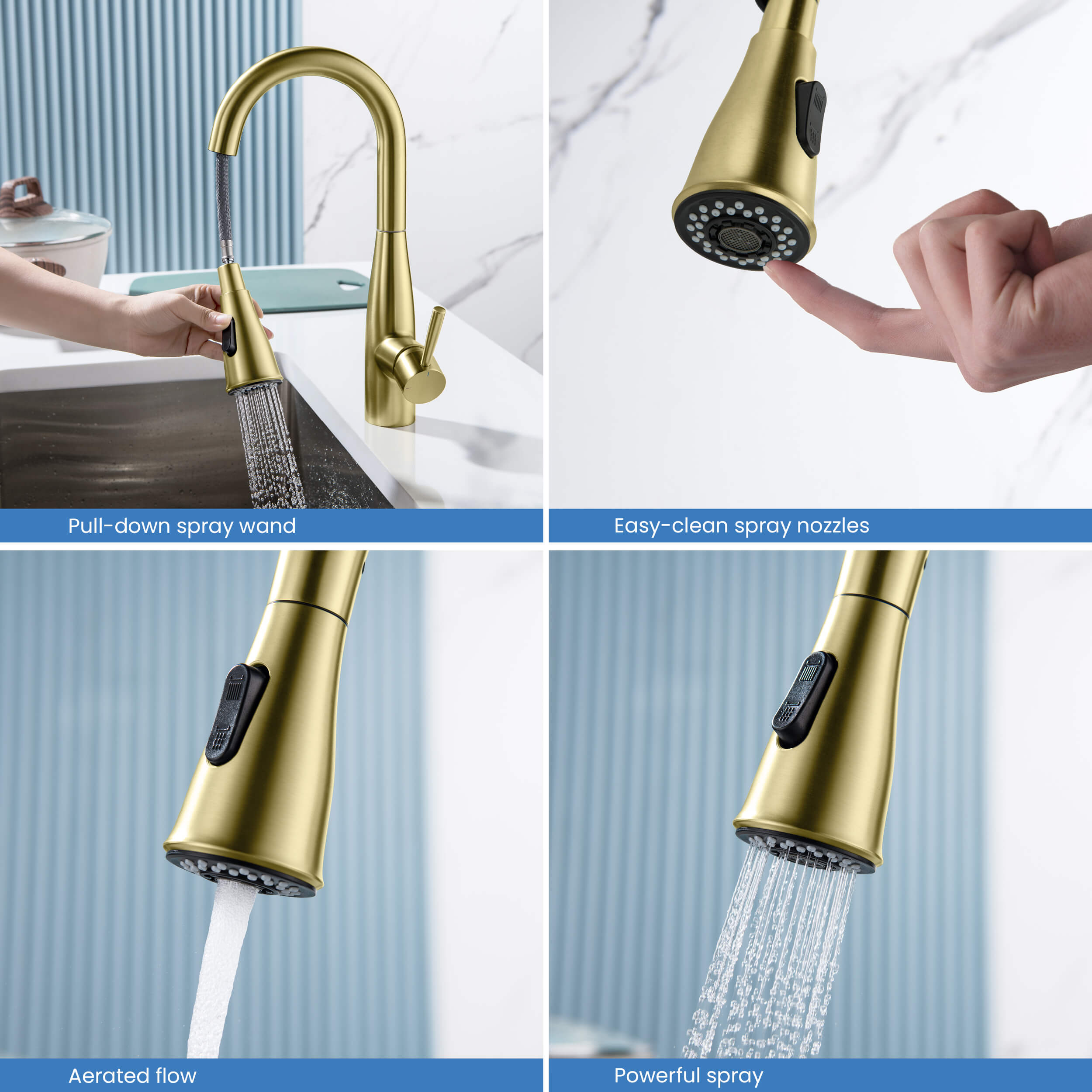 Bari Single Handle Pull Down Kitchen & Bar Sink Faucet - KKF2015 view 5