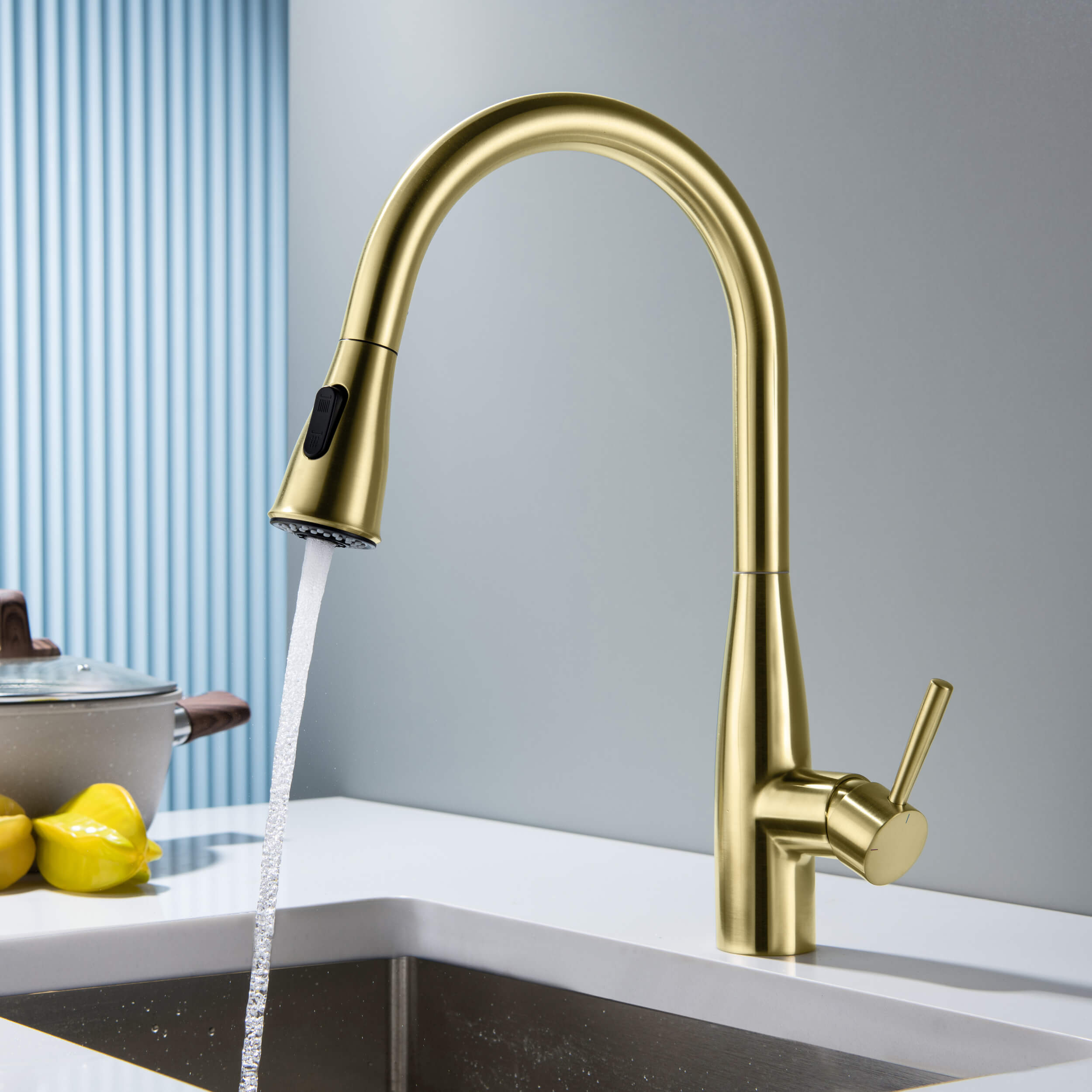 Bari-T Single Handle Pull Down Kitchen Sink Faucet - KKF2016 view 2