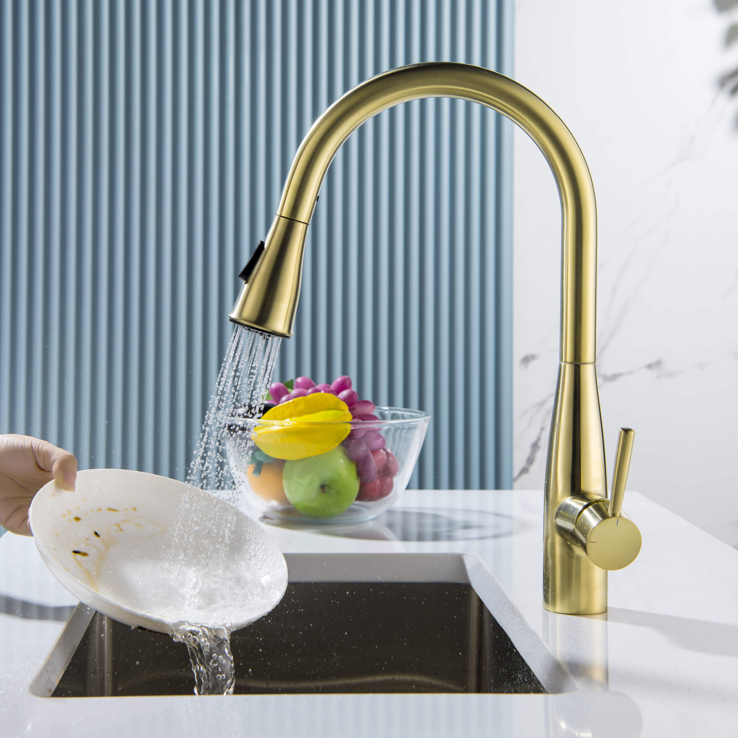 Bari-T Single Handle Pull Down Kitchen Sink Faucet - KKF2016 view 4