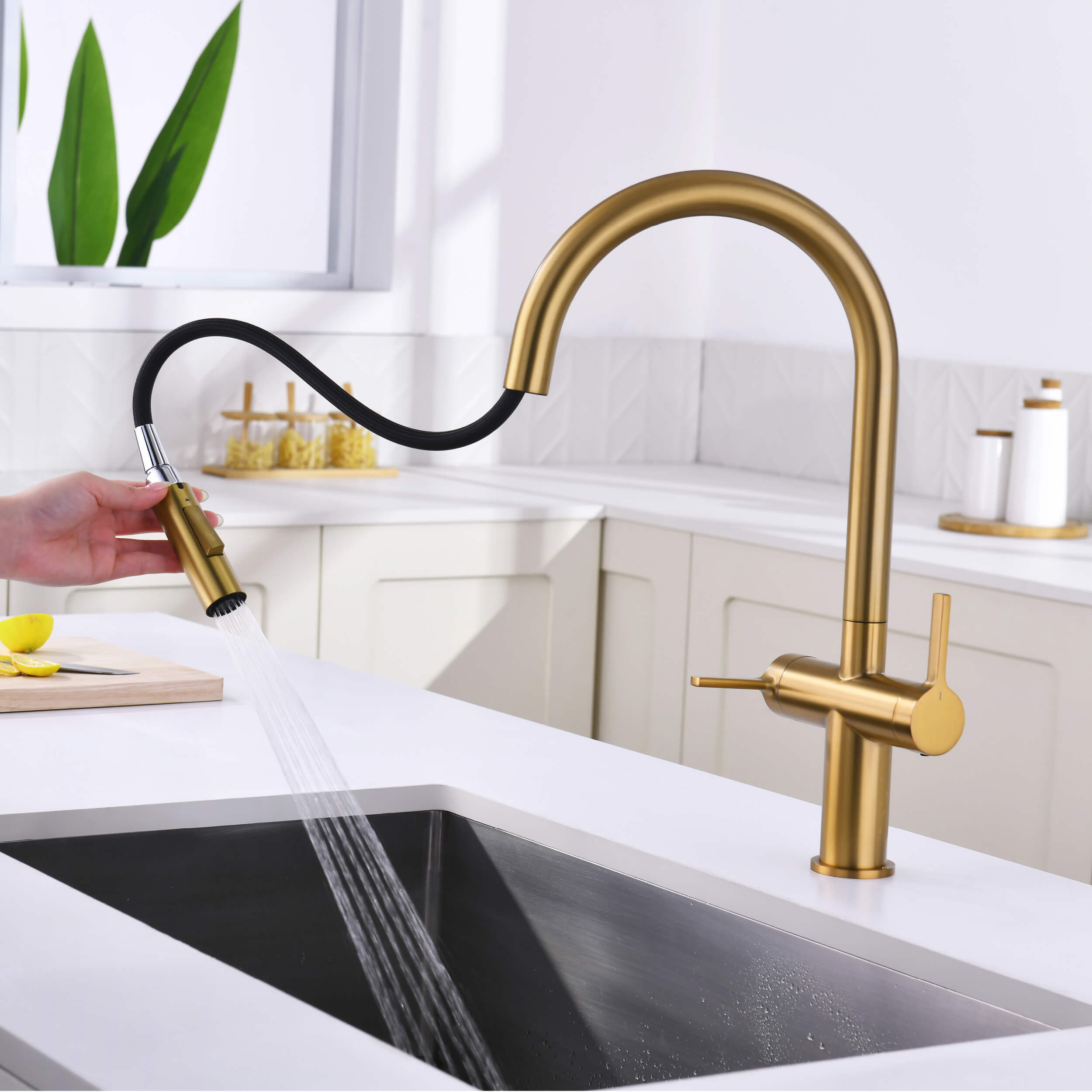 Novo Single Hole Two Handle Pull Down Kitchen Faucet - KKF2020 view 5