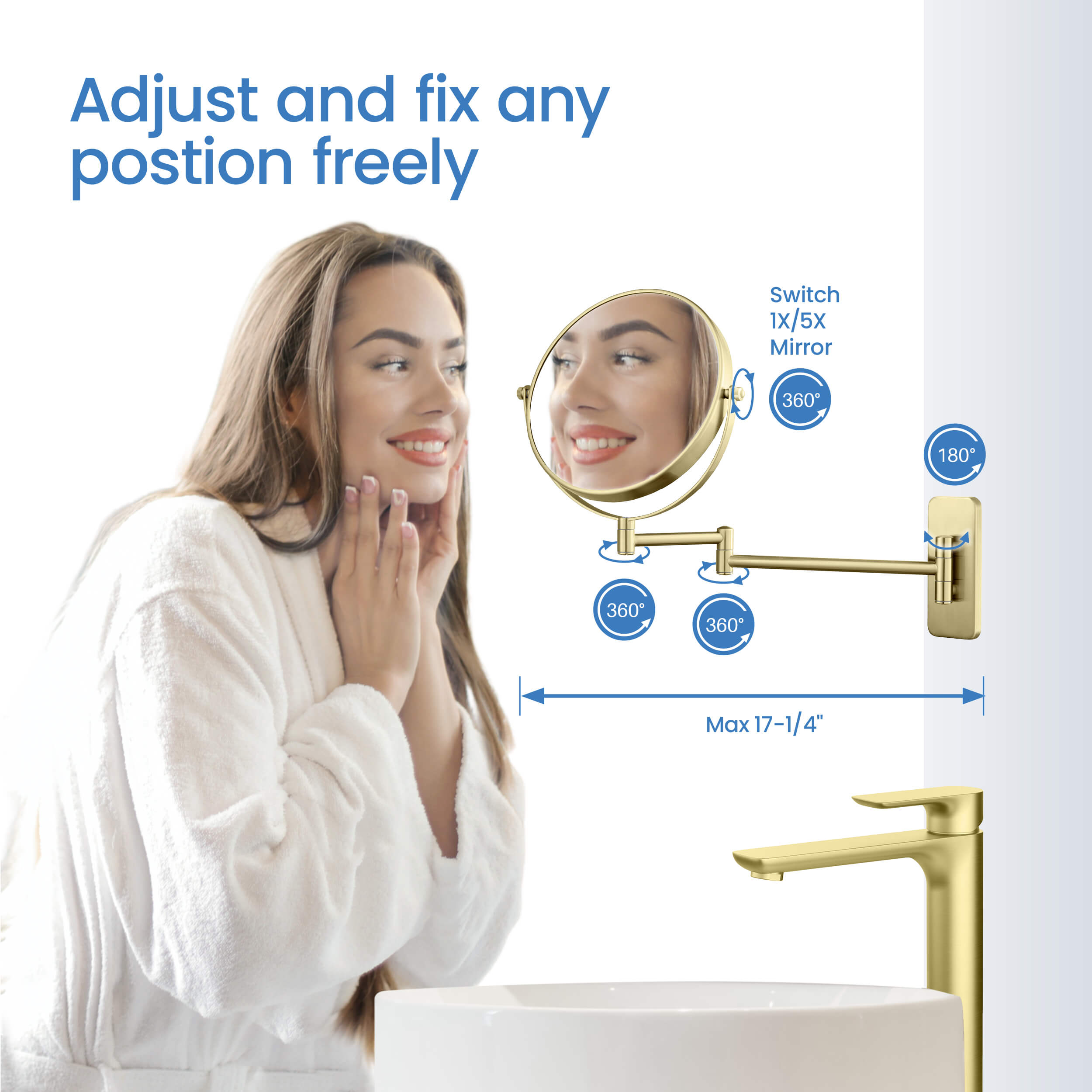 Wall Mount Magnifying Makeup Mirror KMM100 view 4